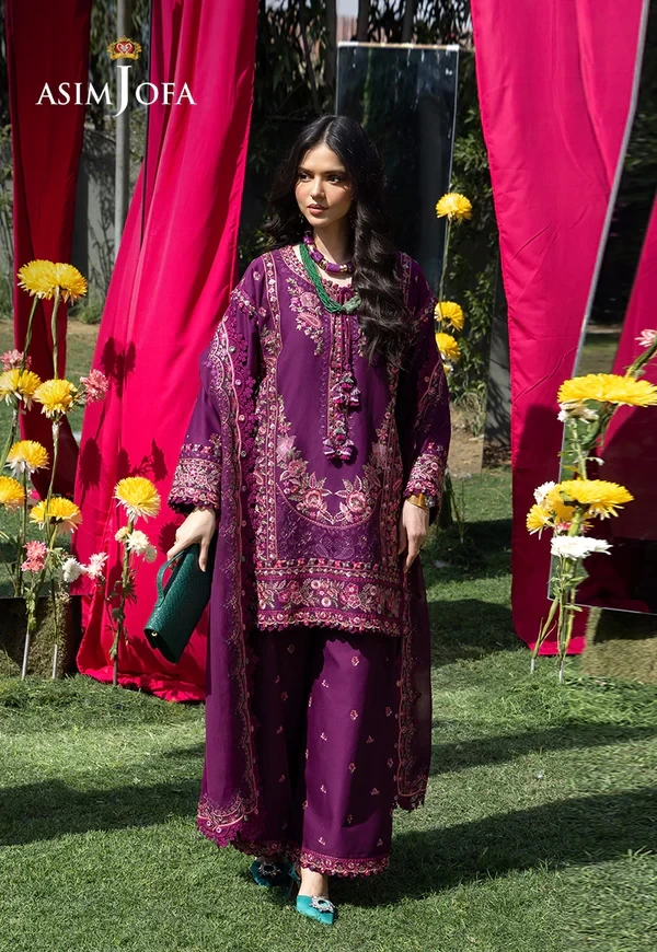 Embroidered Lawn 3 Pcs - SKU: AJULW-07-UNS