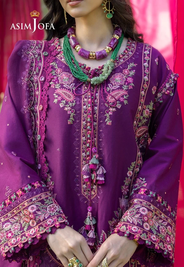 Embroidered Lawn 3 Pcs - SKU: AJULW-07-UNS