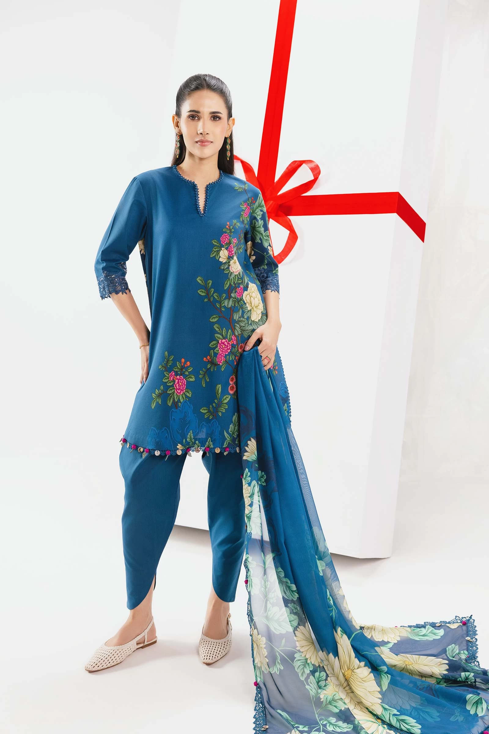 3 Pc Embroidered Lawn Suit - #MB-CUSV13-12A