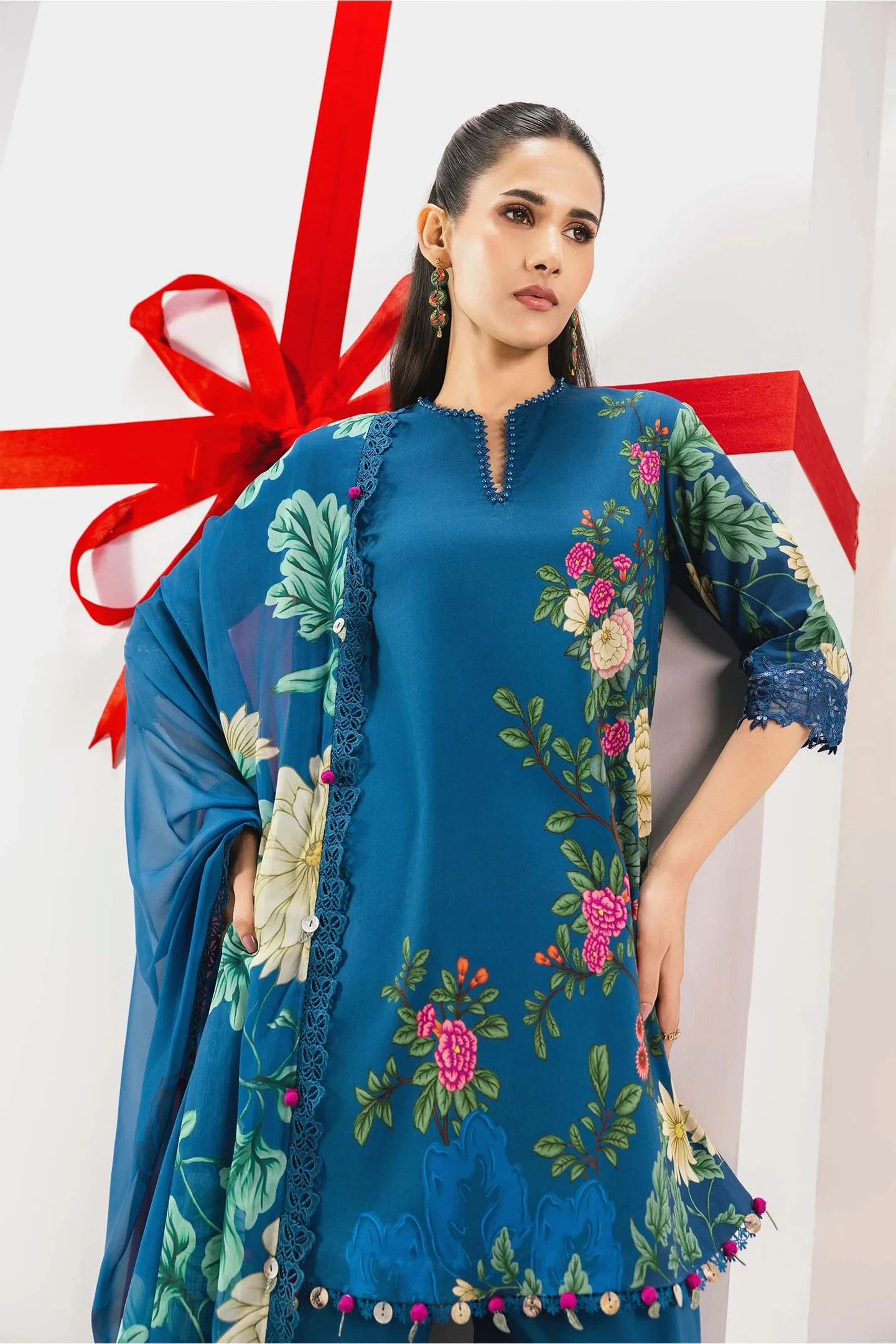 3 Pc Embroidered Lawn Suit - #MB-CUSV13-12A