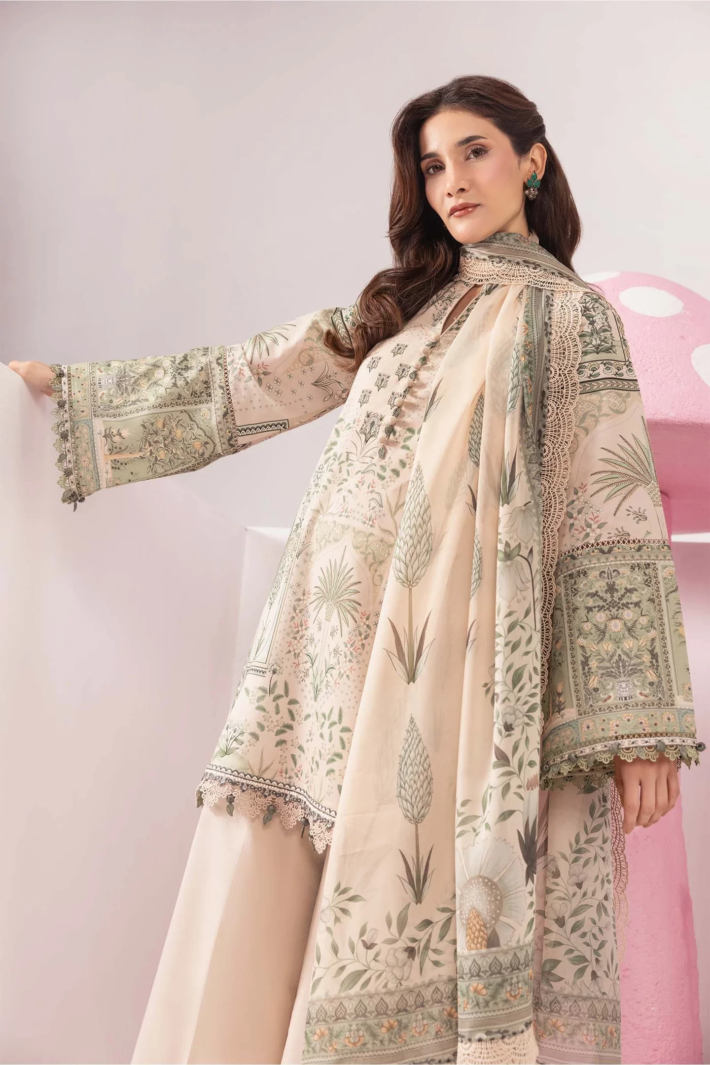 3 Pc Embroidered Lawn Suit - #MB-CUSV13-11A