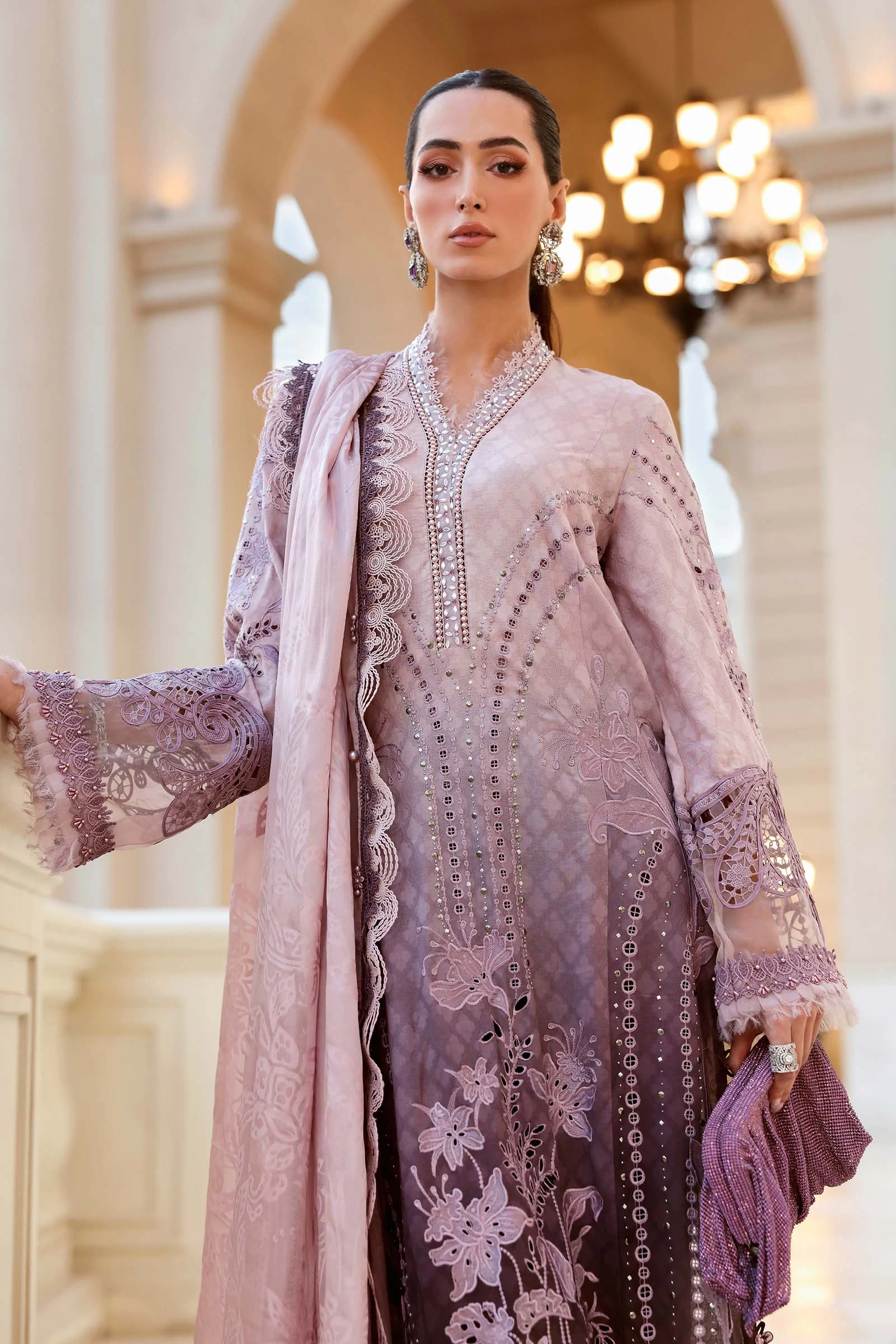 3 Piece Embroidered Jacquard Lawn Suit - D-2601-B-Default