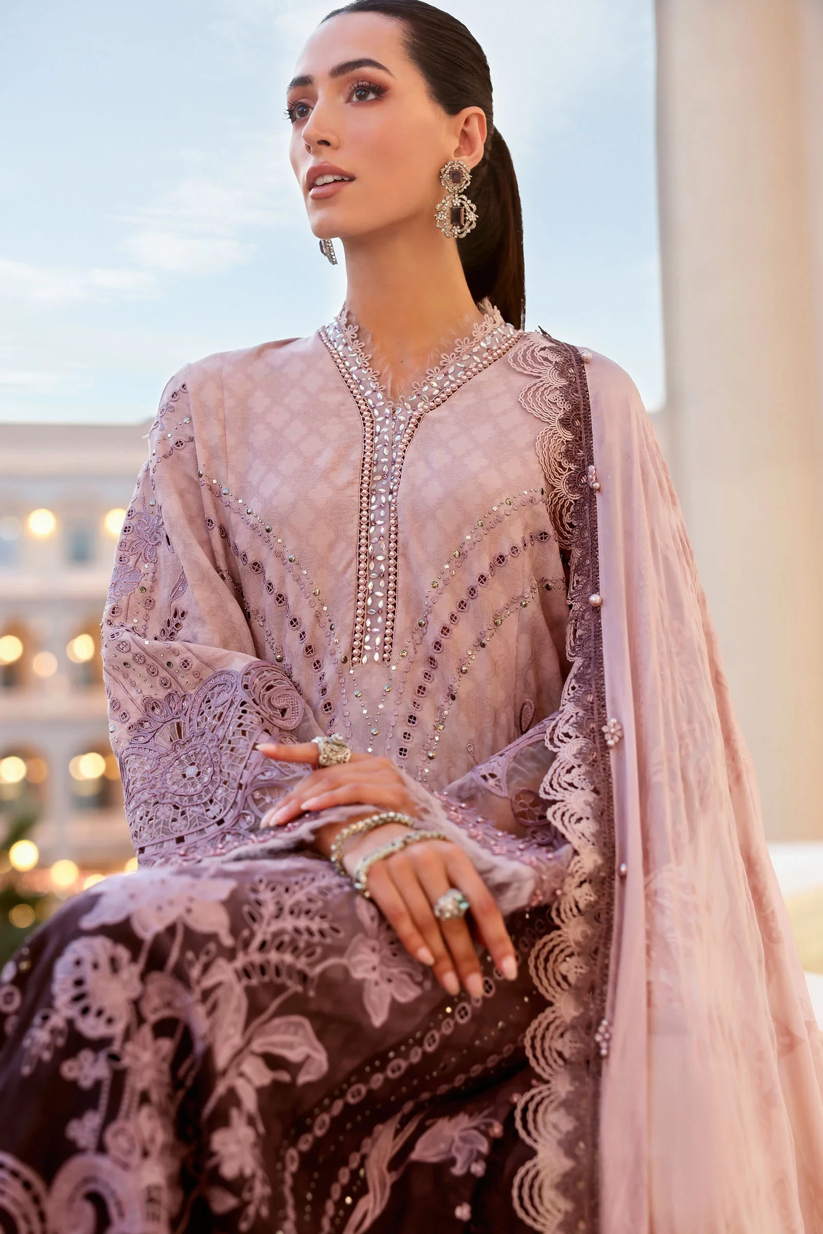 3 Piece Embroidered Jacquard Lawn Suit - D-2601-B-Default