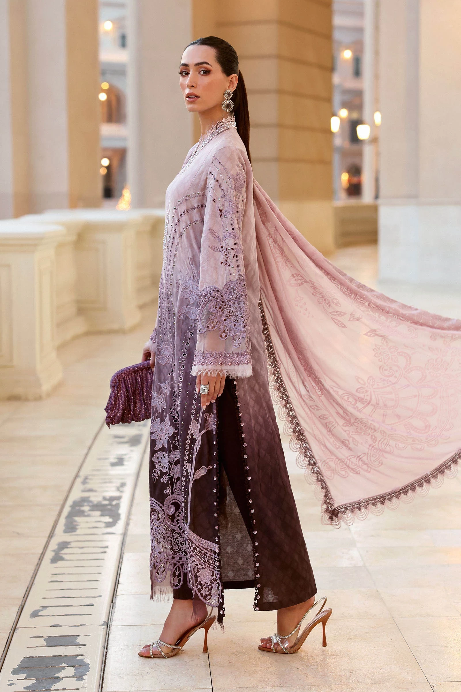 3 Piece Embroidered Jacquard Lawn Suit - D-2601-B-Default