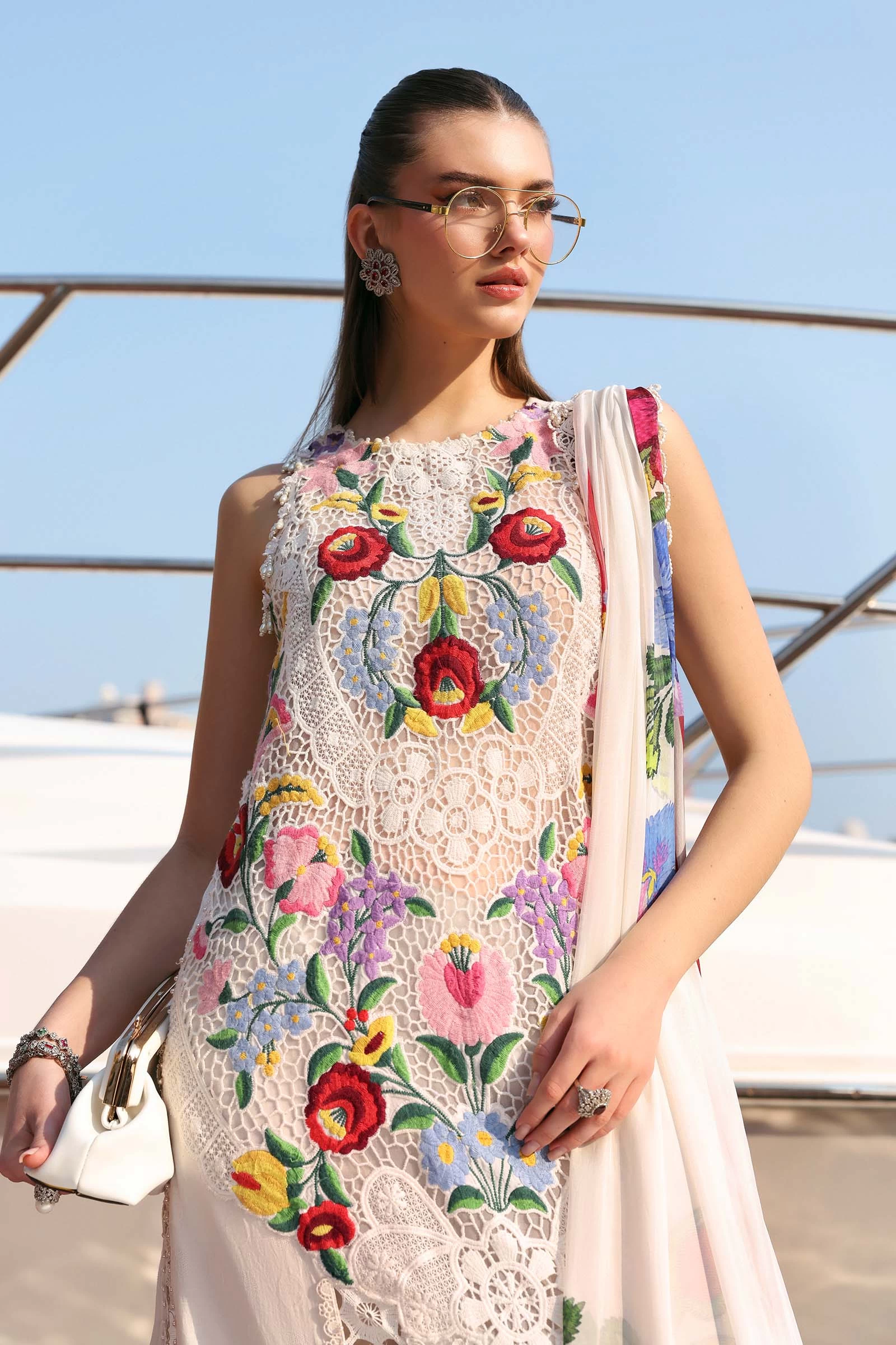 3 Piece Embroidered Jacquard Lawn Suit - D-2610-A-Default
