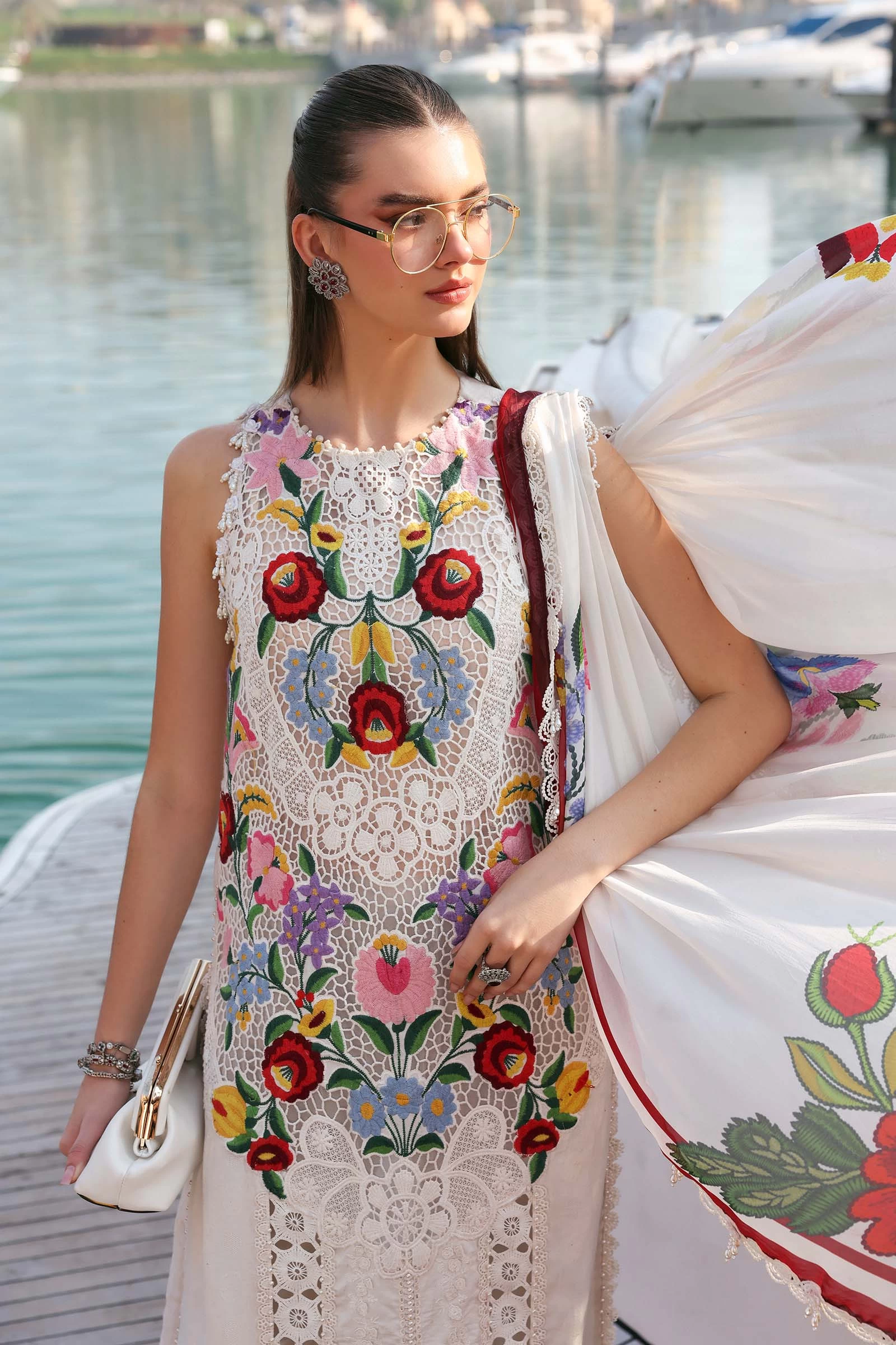 3 Piece Embroidered Jacquard Lawn Suit - D-2610-A-Default