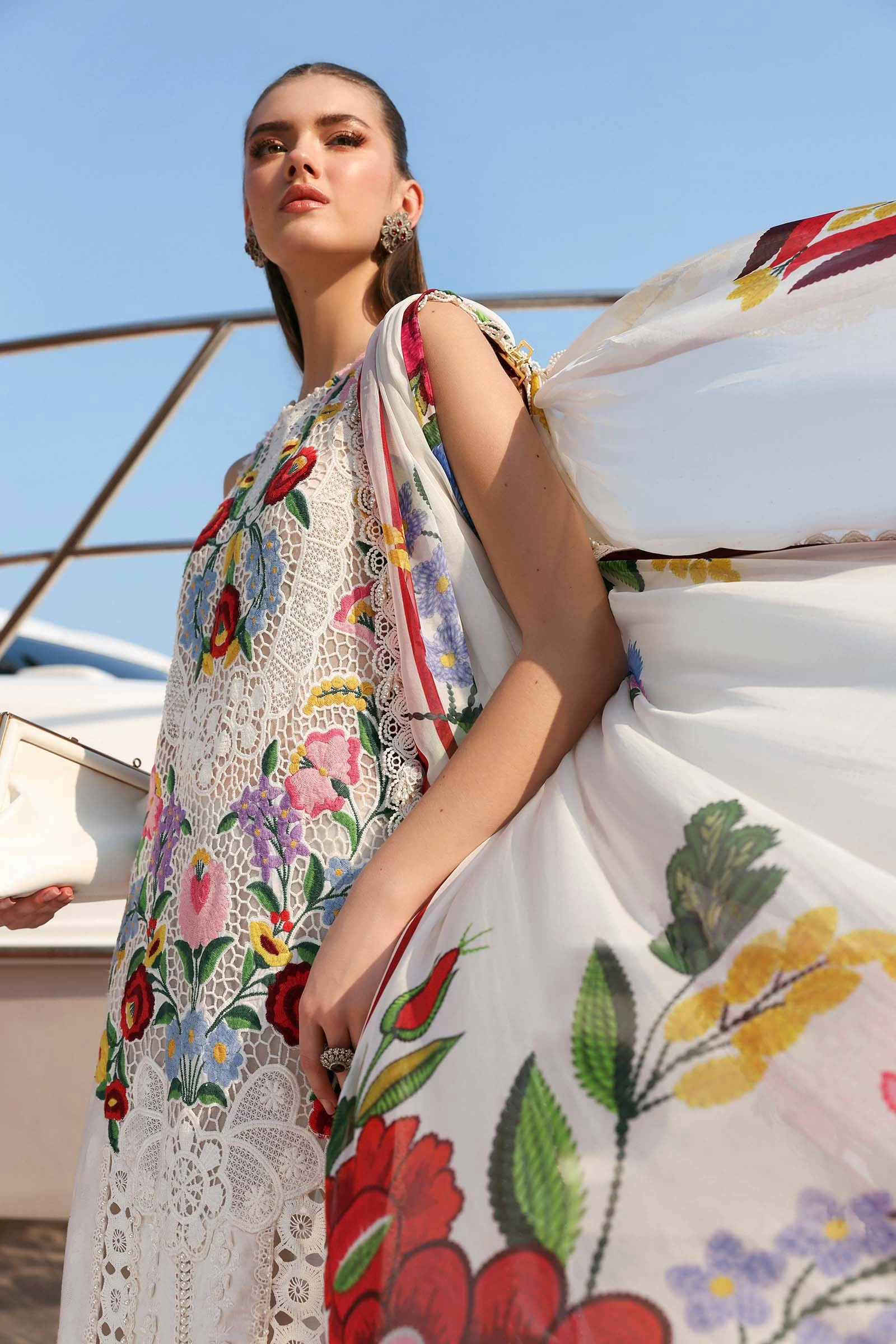 3 Piece Embroidered Jacquard Lawn Suit - D-2610-A-Default