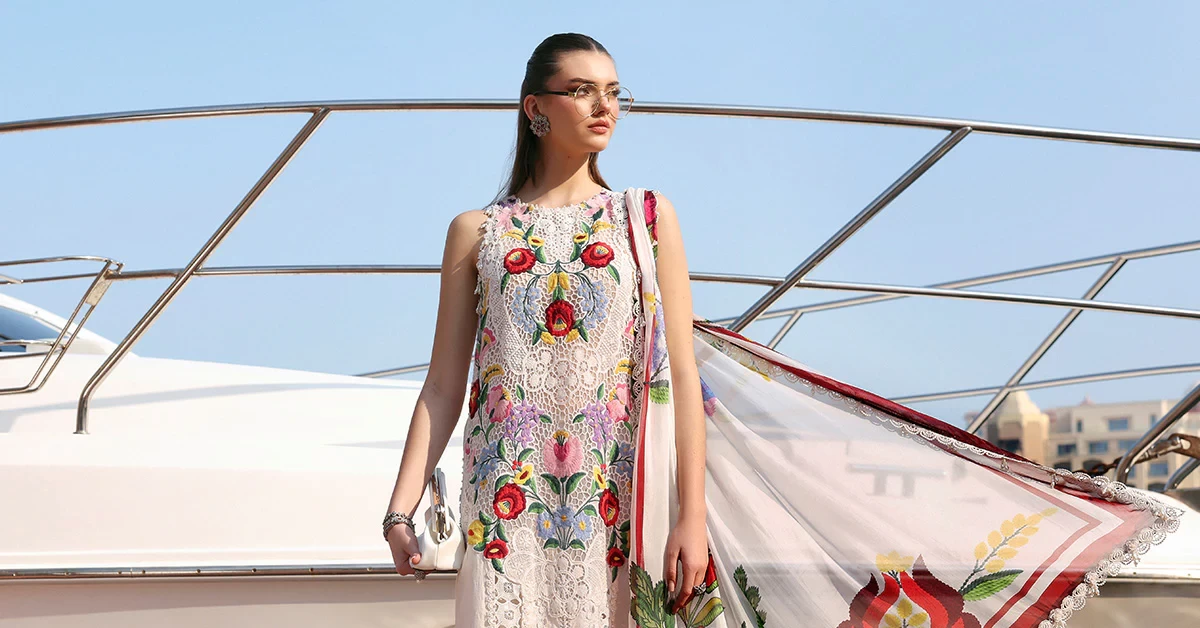 3 Piece Embroidered Jacquard Lawn Suit - D-2610-A-Default
