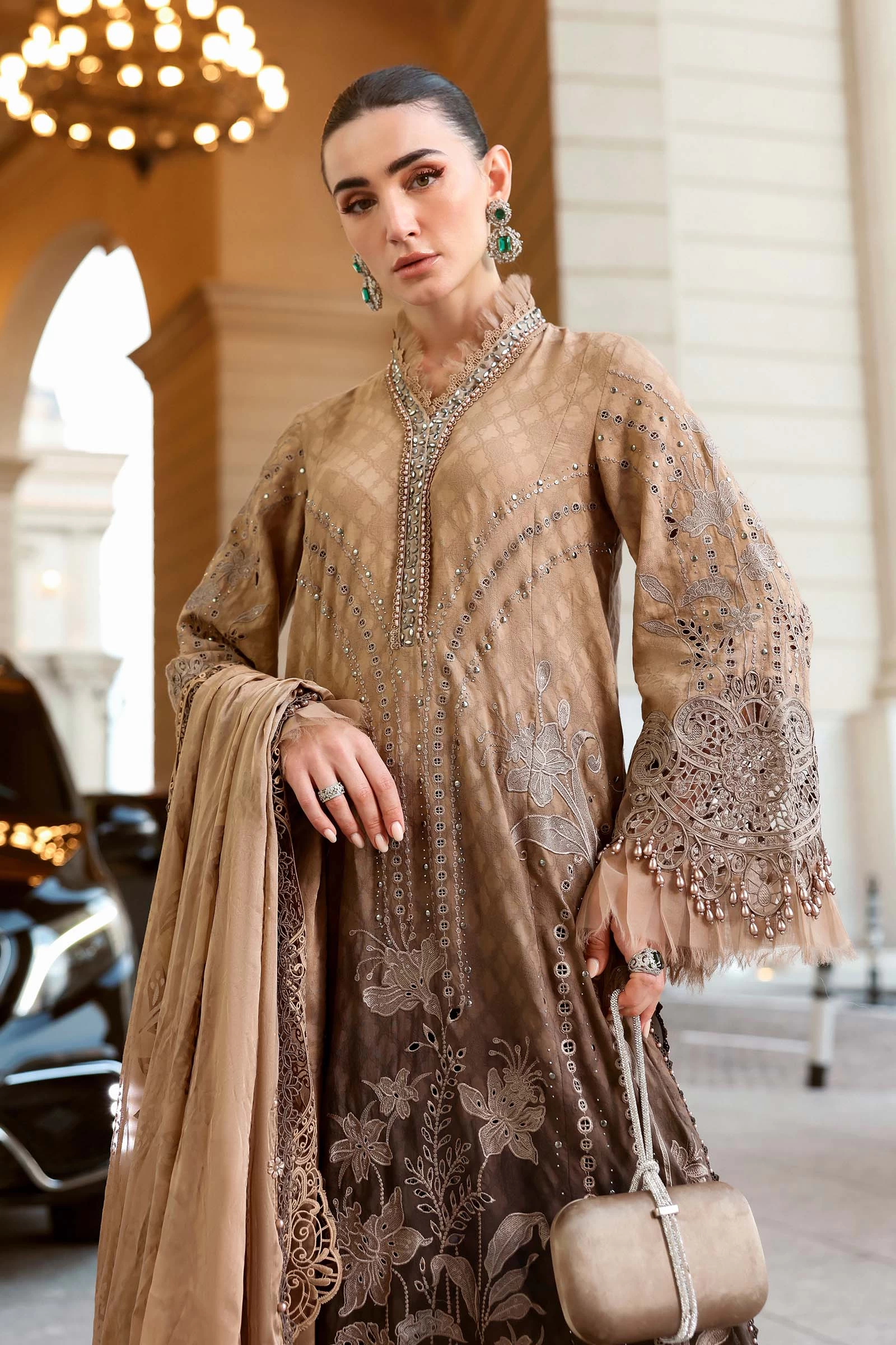 3 Piece Embroidered Jacquard Lawn Suit - D-2601-A-Default