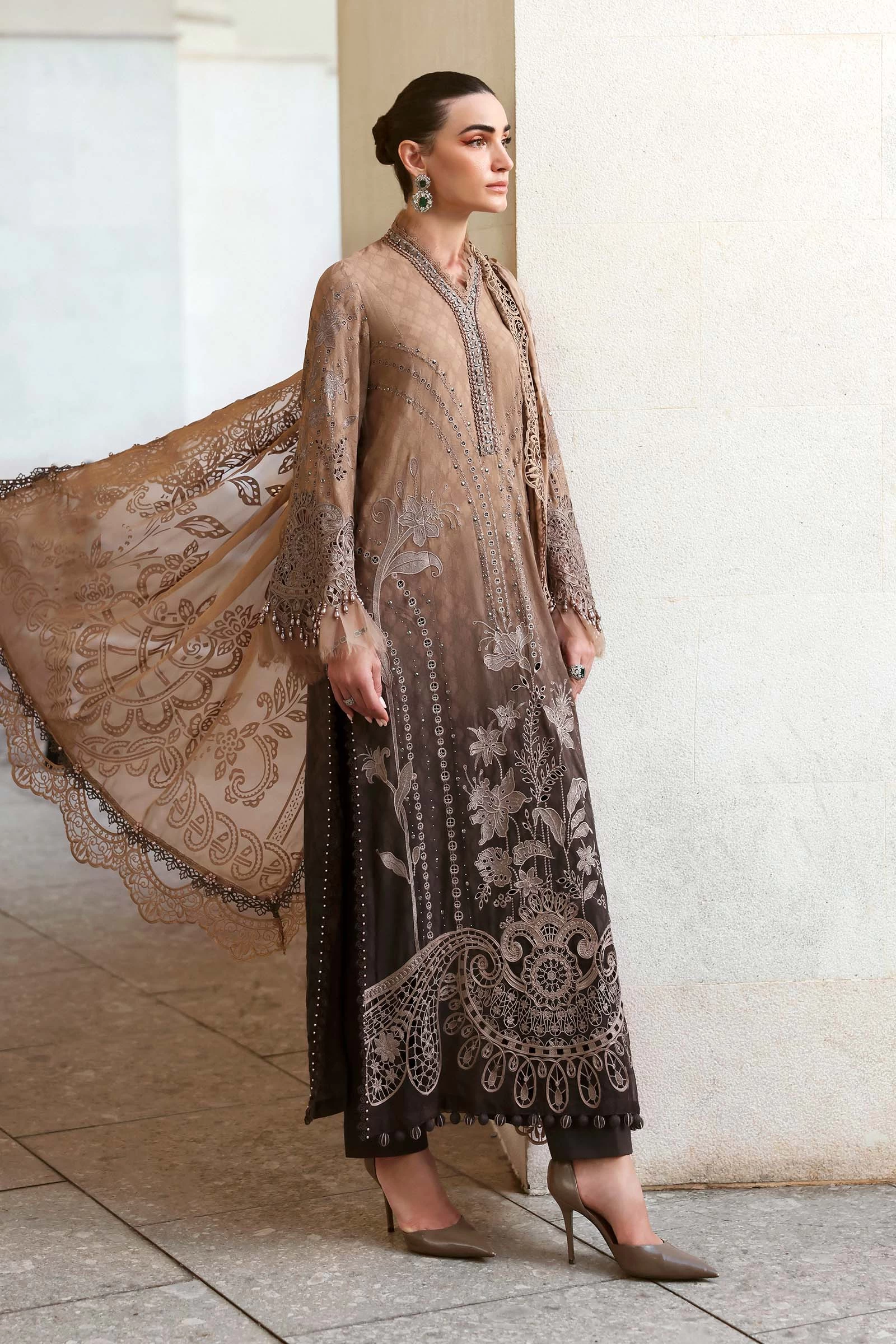 3 Piece Embroidered Jacquard Lawn Suit - D-2601-A-Default
