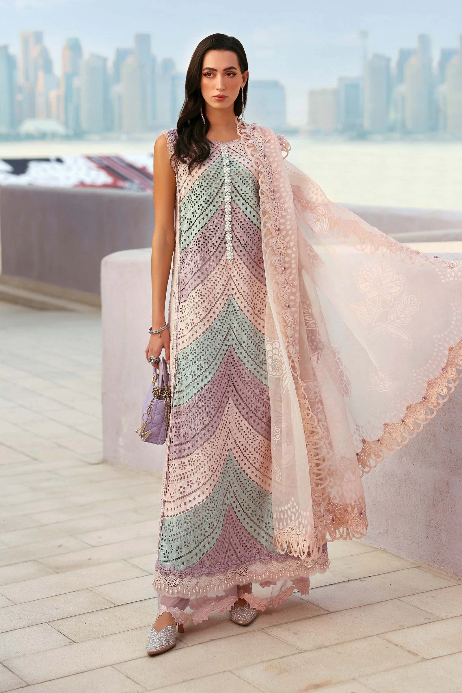 3 Piece  Embroidered Lawn Suit - D-2612-B-Default