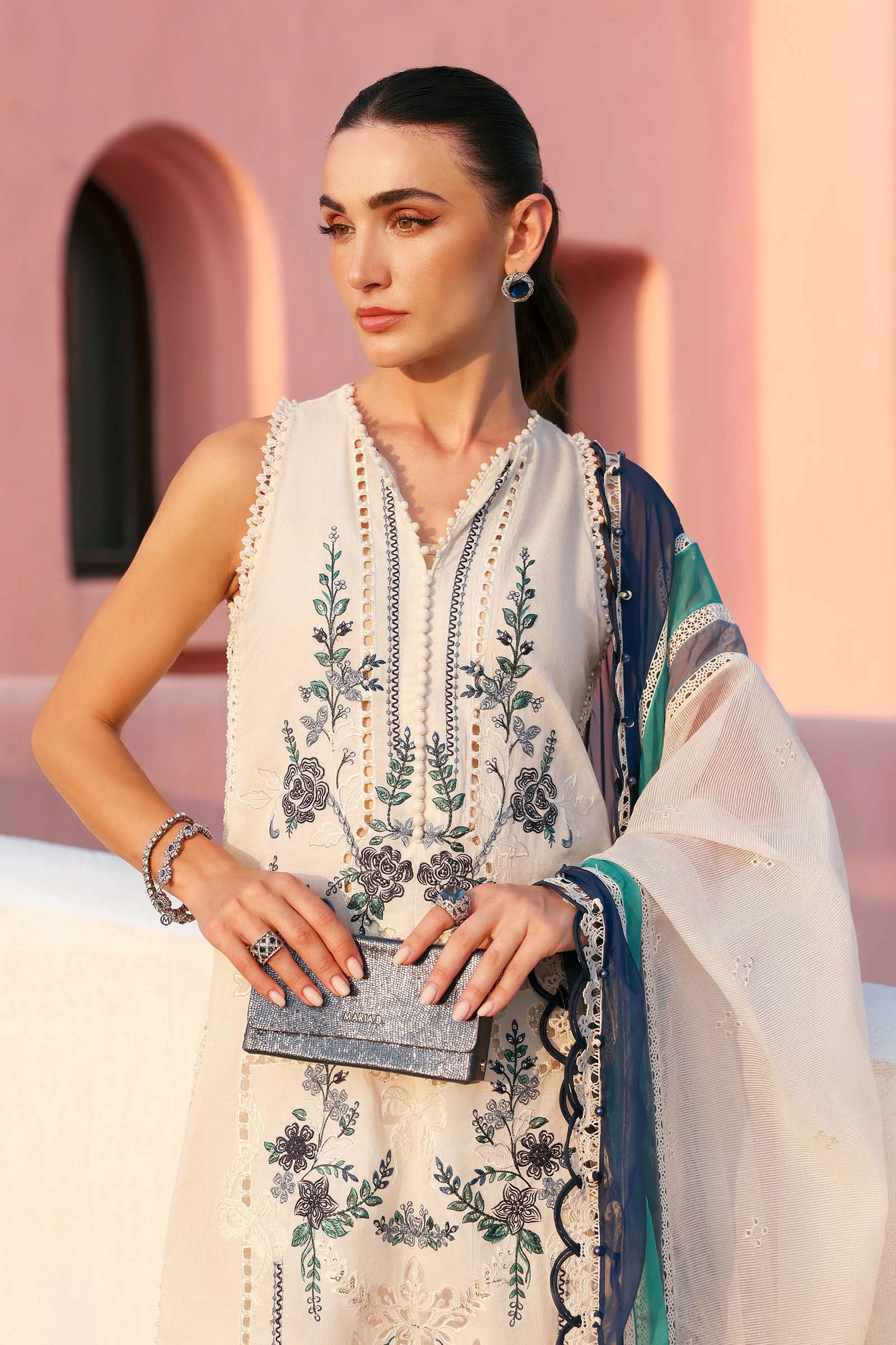 3 Piece  Embroidered Jacquard Lawn Suit - D-2609-B-Default