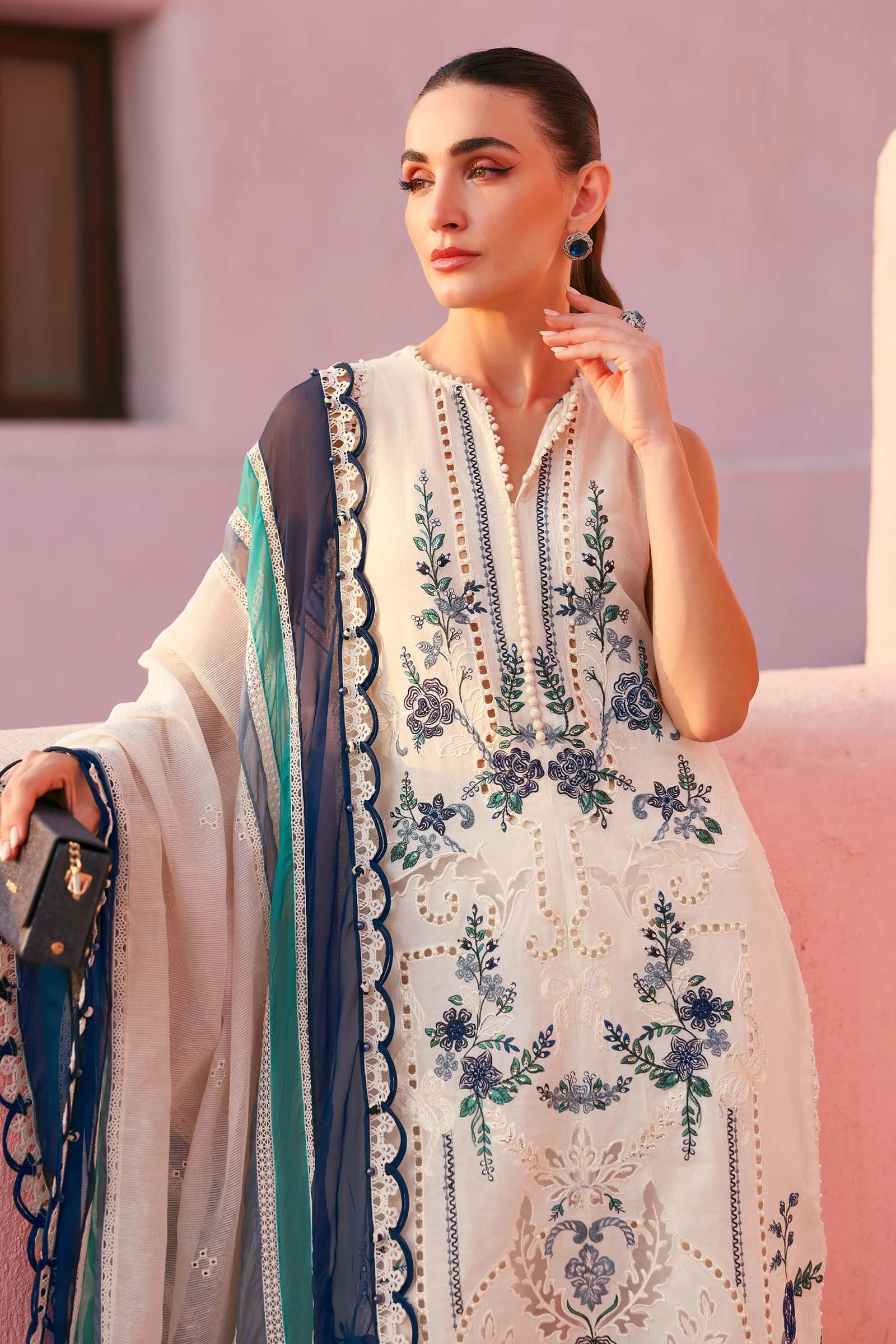 3 Piece  Embroidered Jacquard Lawn Suit - D-2609-B-Default