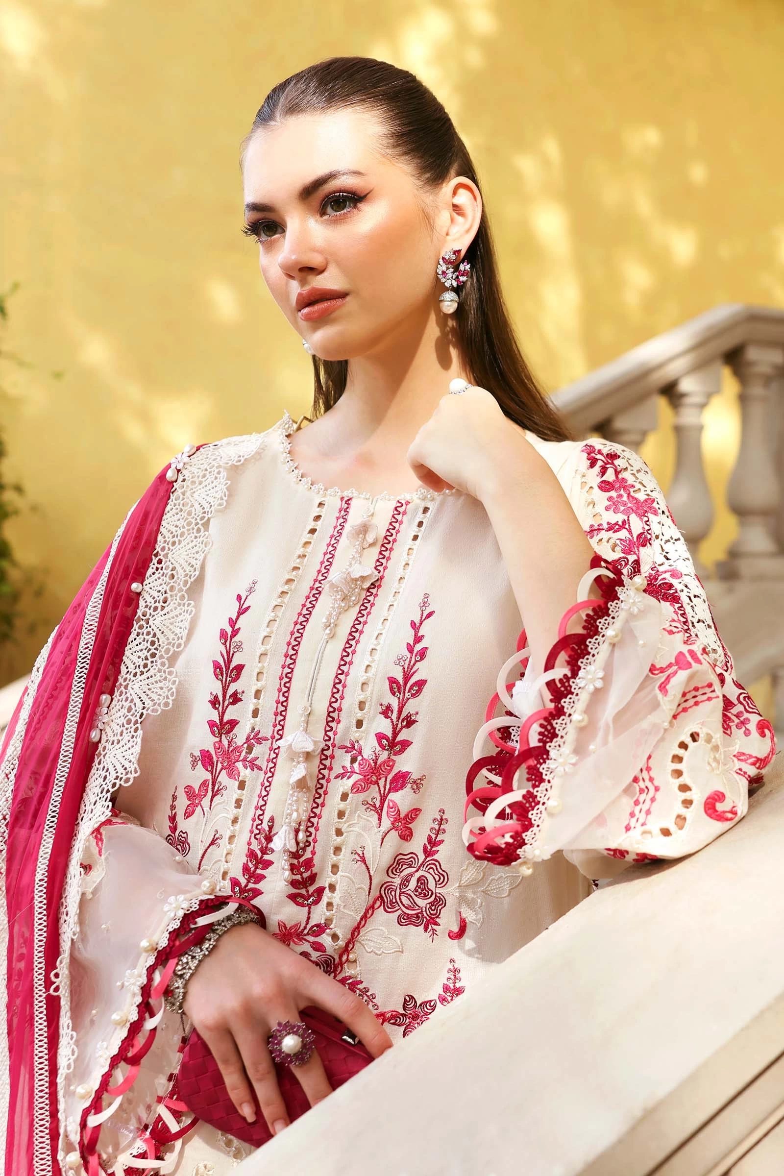 3 Piece Embroidered Jacquard Lawn Suit - D-2609-A-Default
