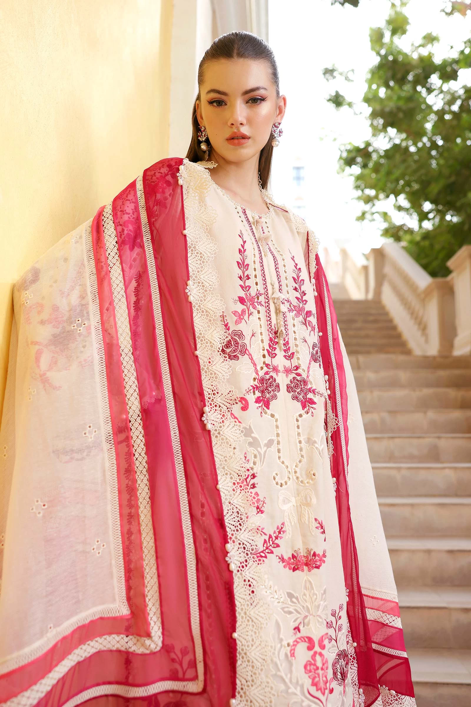 3 Piece Embroidered Jacquard Lawn Suit - D-2609-A-Default