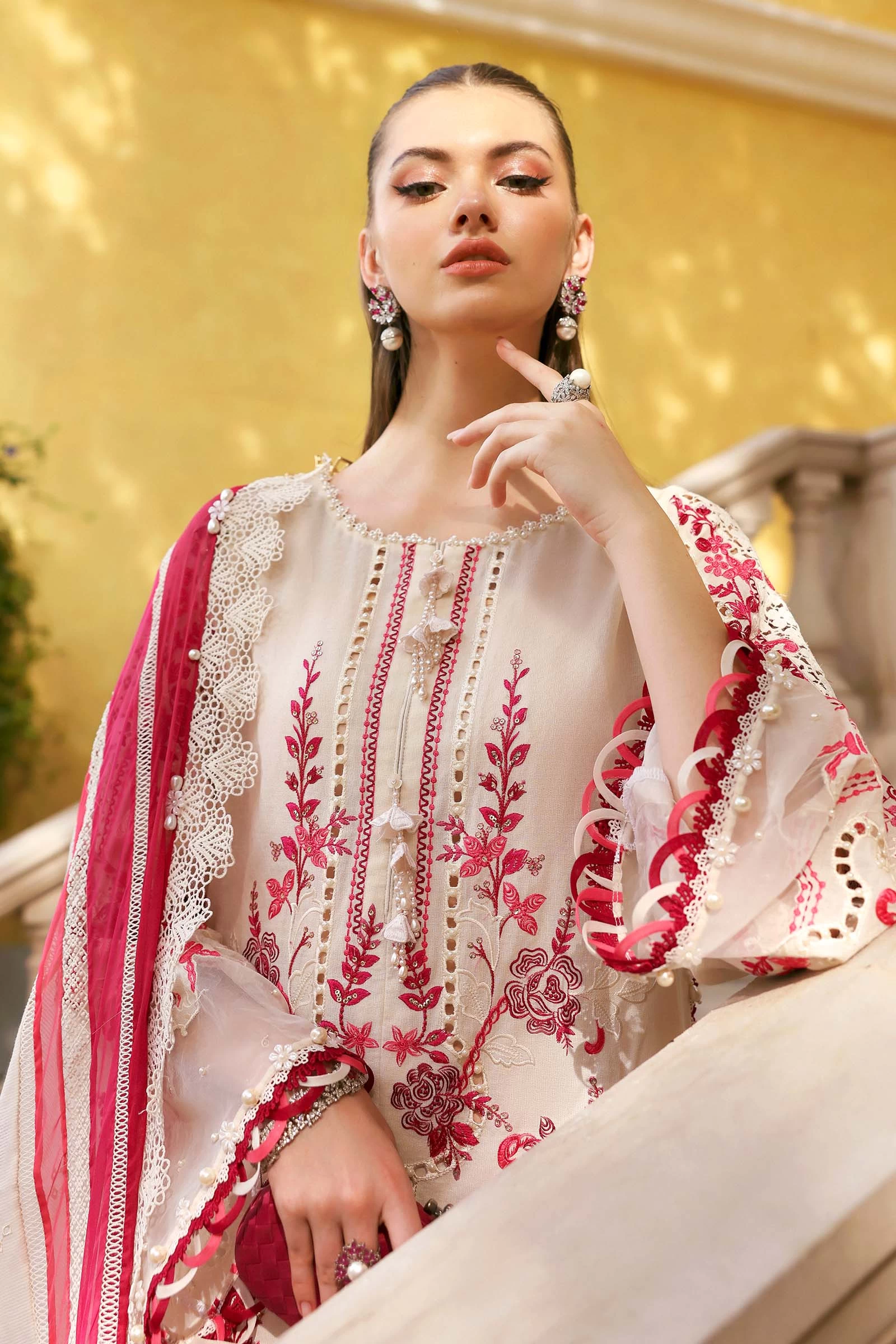 3 Piece Embroidered Jacquard Lawn Suit - D-2609-A-Default
