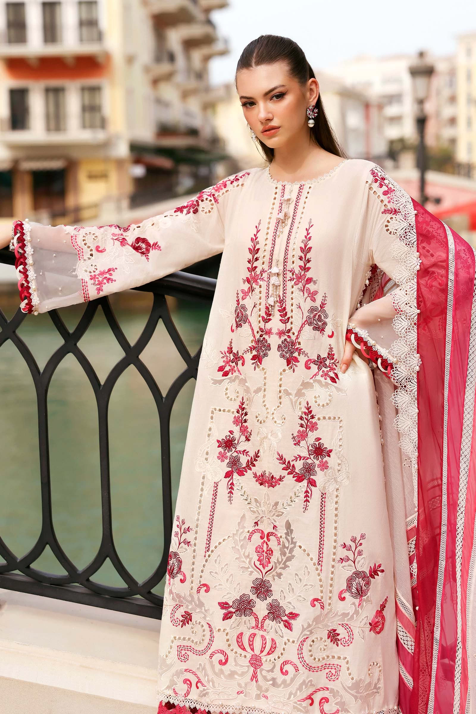 3 Piece Embroidered Jacquard Lawn Suit - D-2609-A-Default