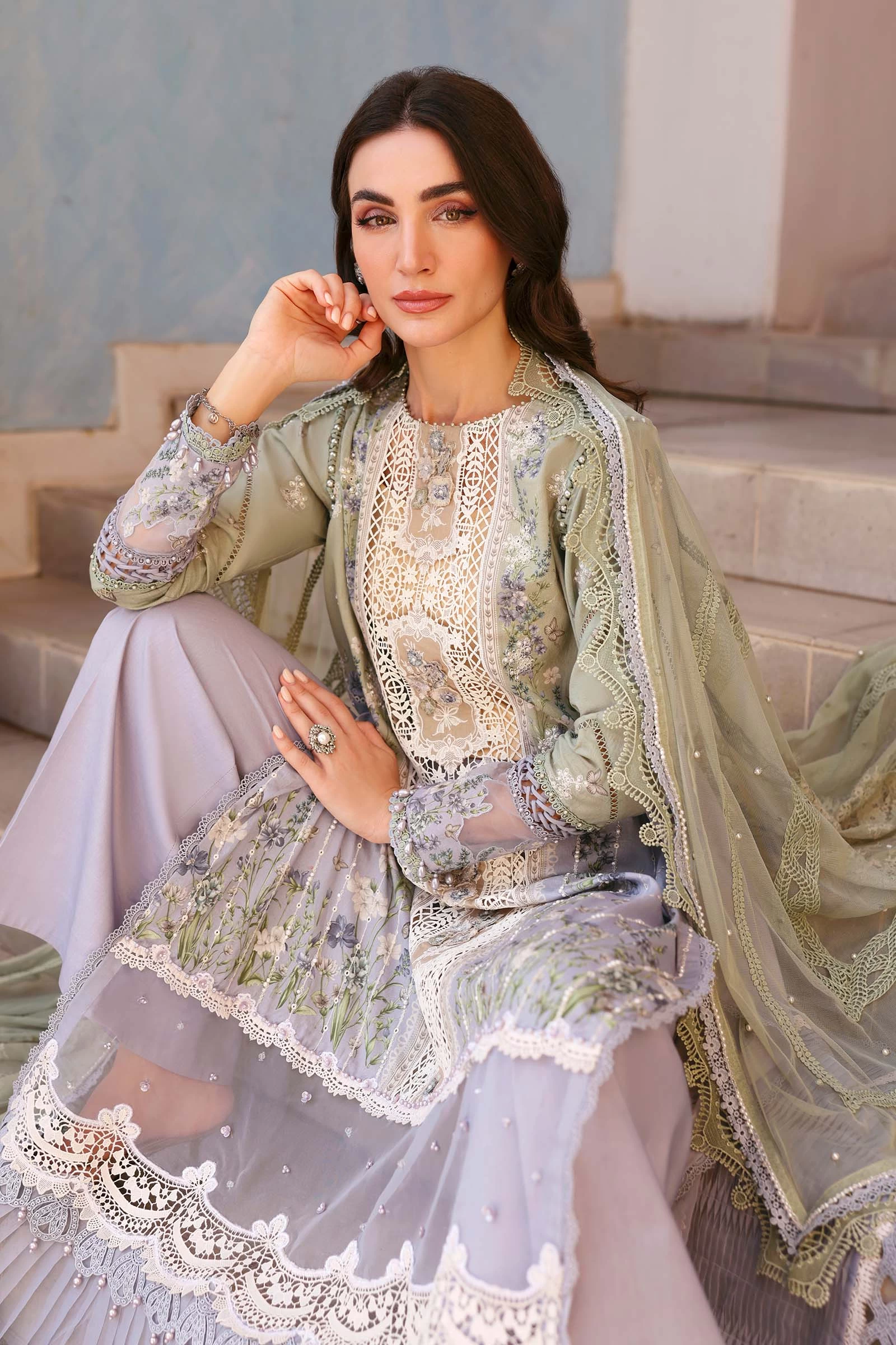 3 Piece Embroidered Lawn Suit - D-2606-B-Default