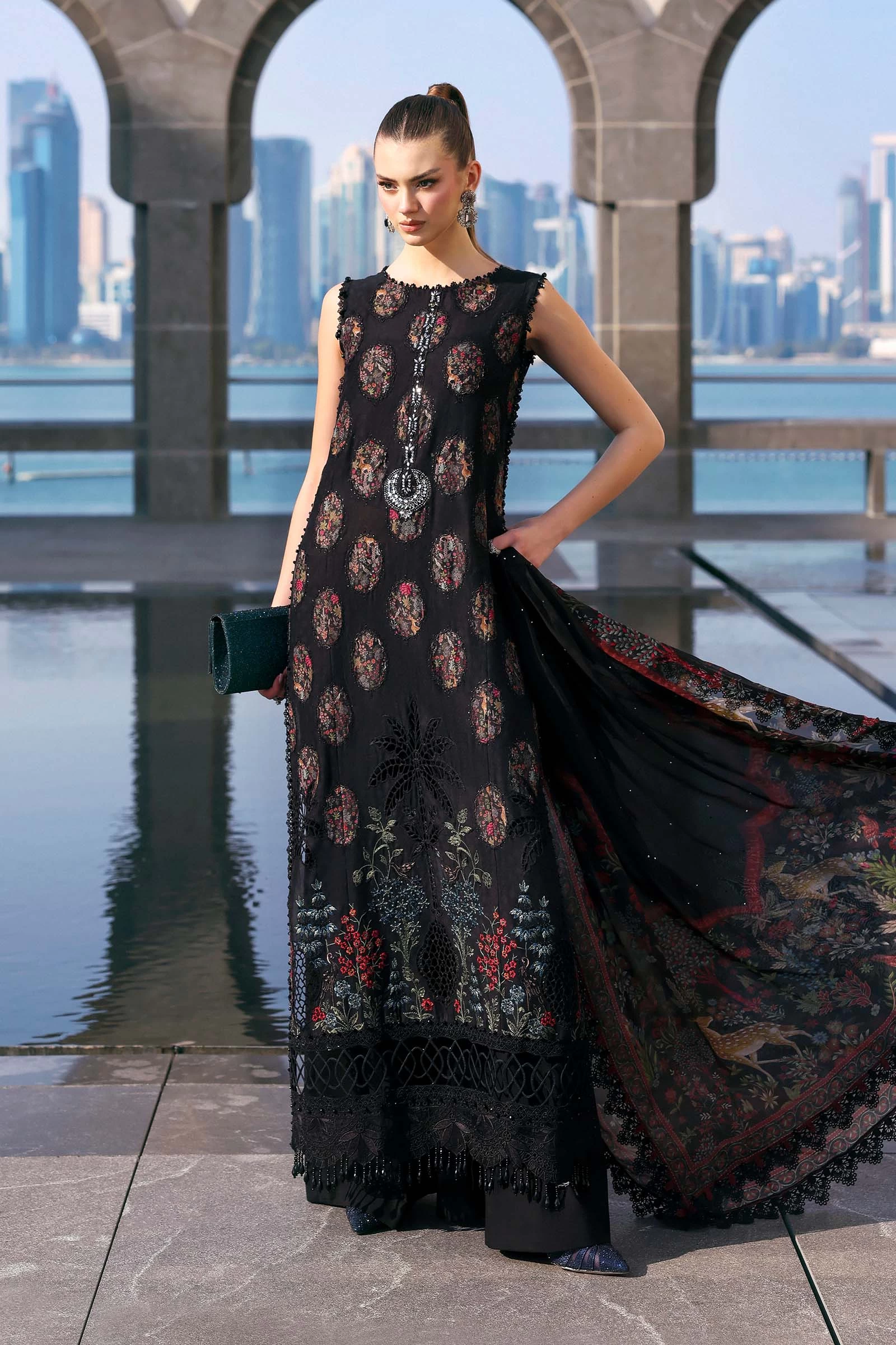3 Piece Embroidered Jacquard Lawn Suit - D-2605-B-Default