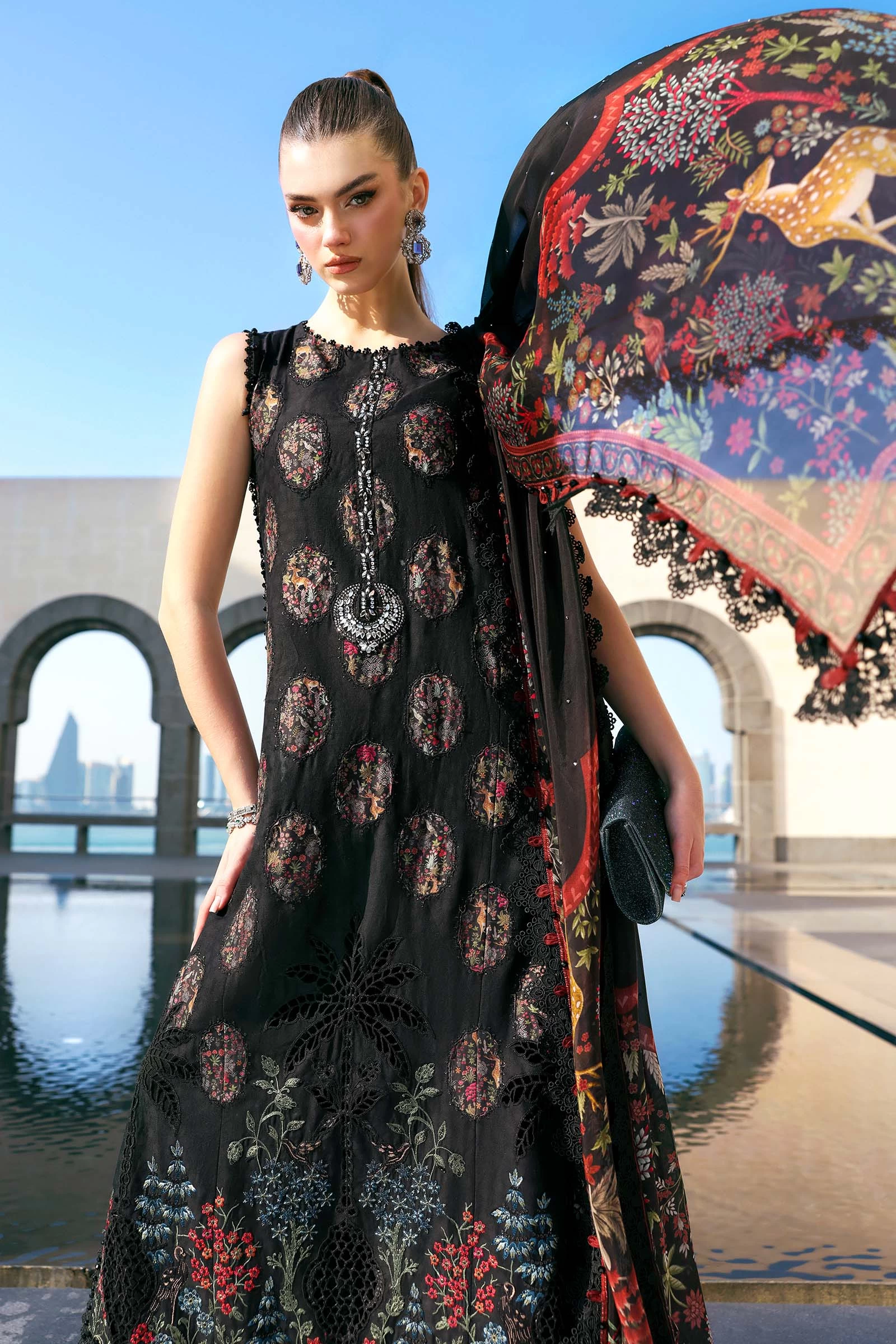3 Piece Embroidered Jacquard Lawn Suit - D-2605-B-Default