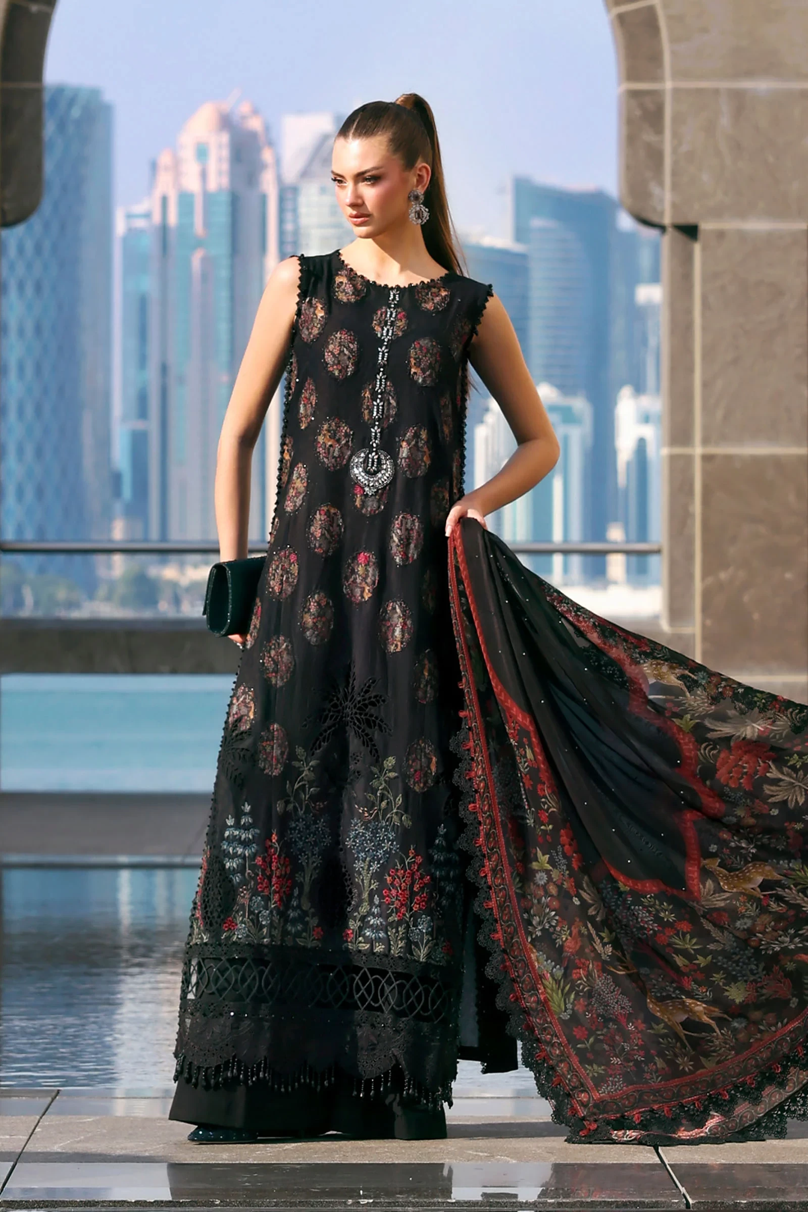 3 Piece Embroidered Jacquard Lawn Suit - D-2605-B-Default