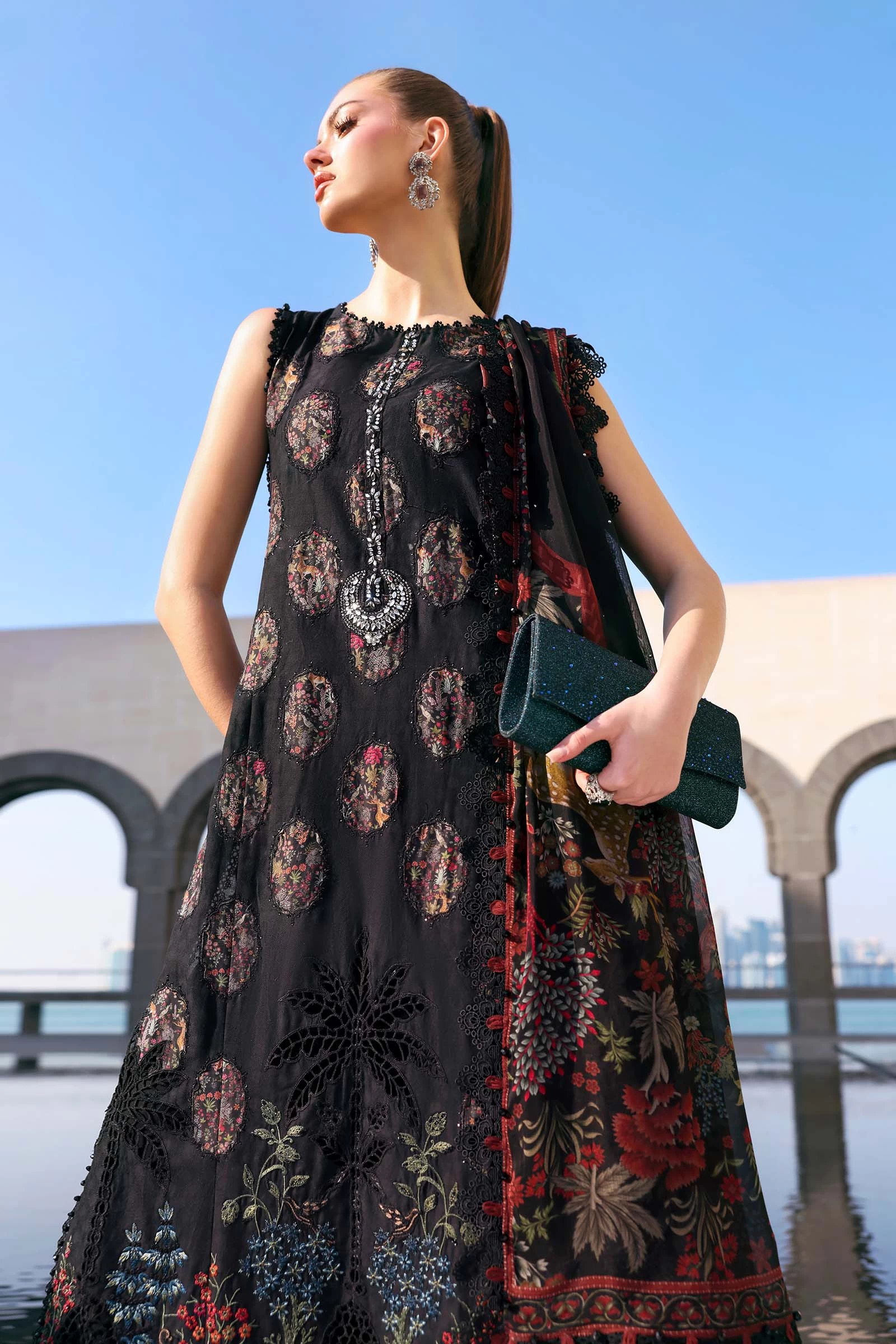 3 Piece Embroidered Jacquard Lawn Suit - D-2605-B-Default