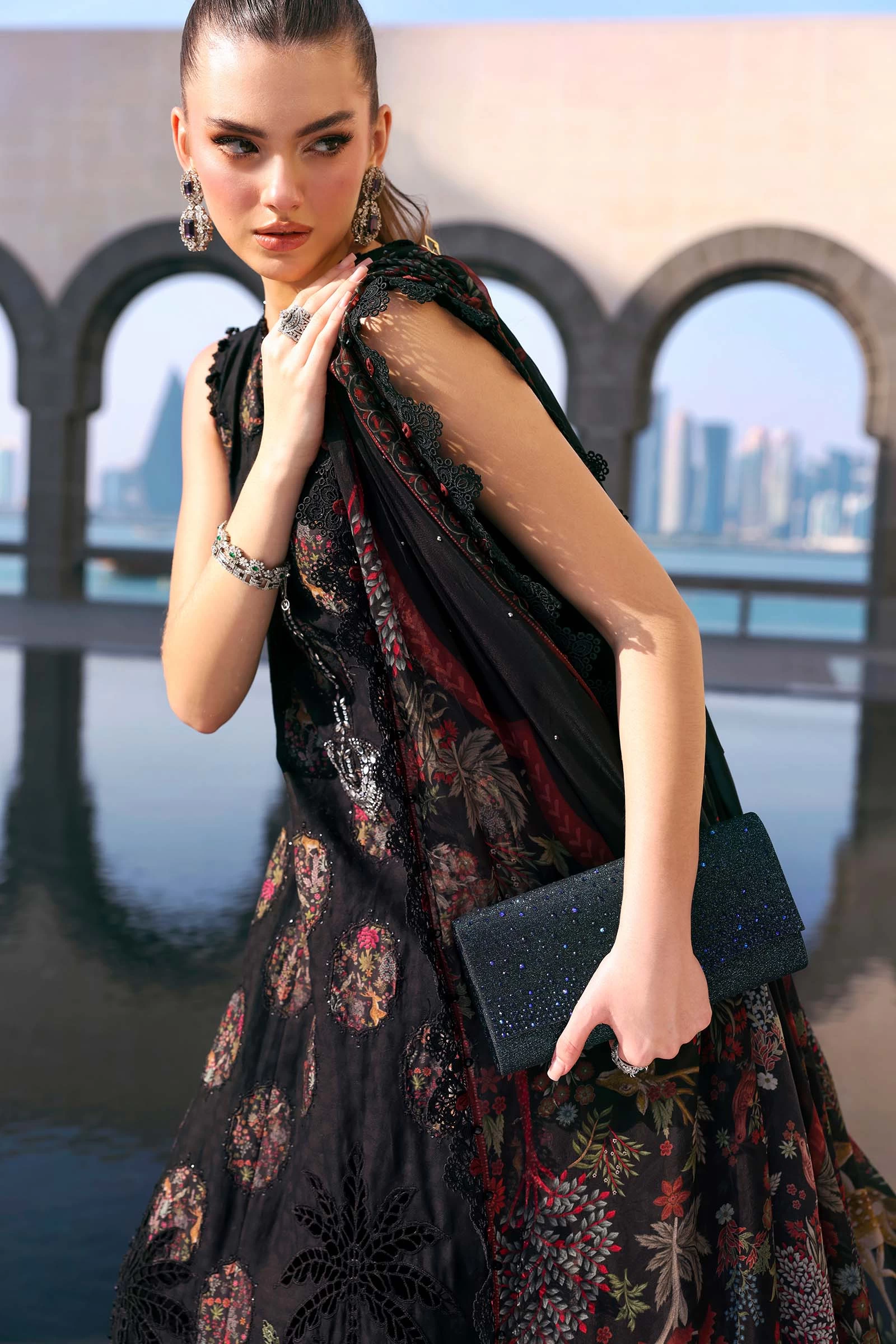 3 Piece Embroidered Jacquard Lawn Suit - D-2605-B-Default