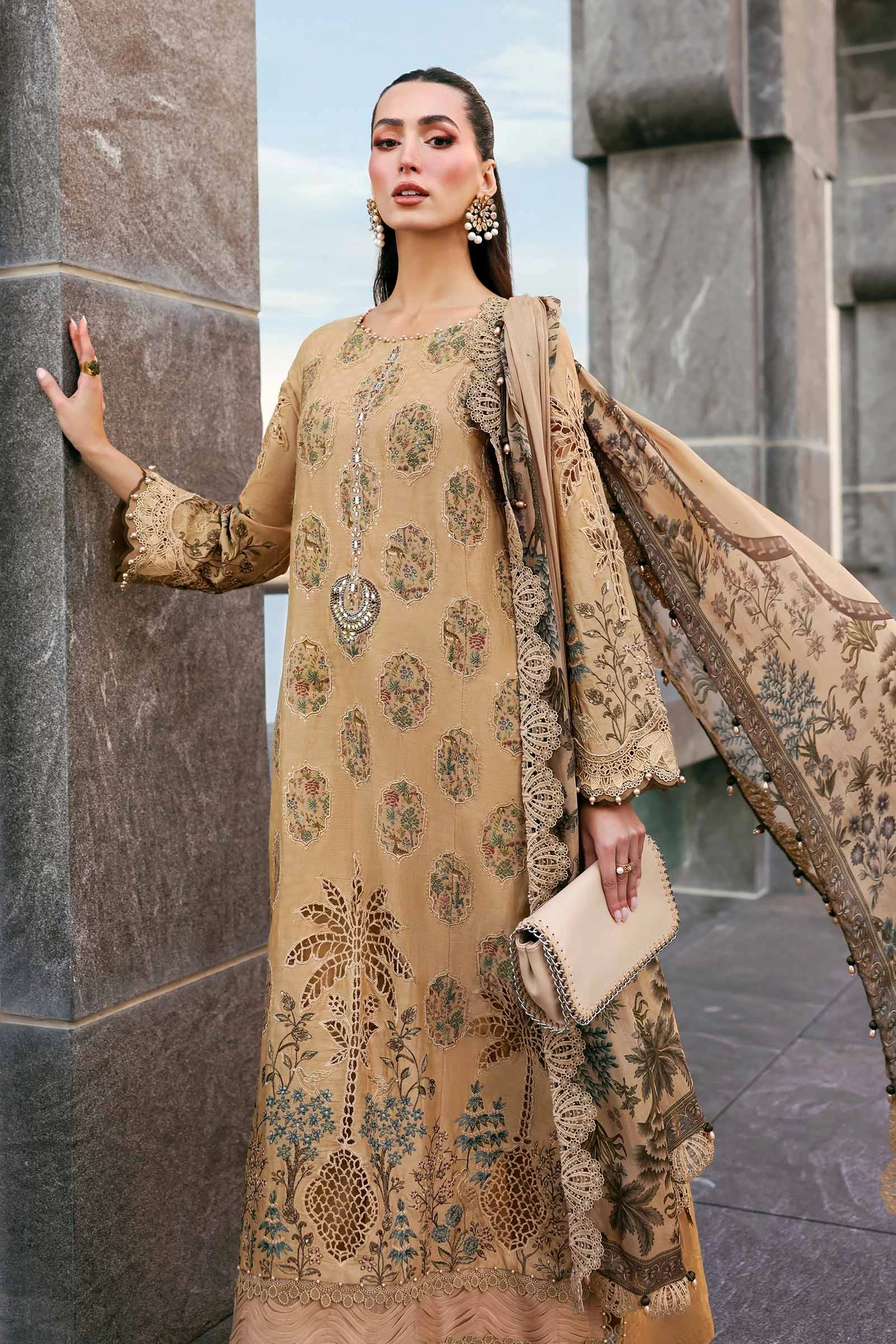 3 Piece Embroidered Jacquard Lawn Suit - D-2605-A-Default