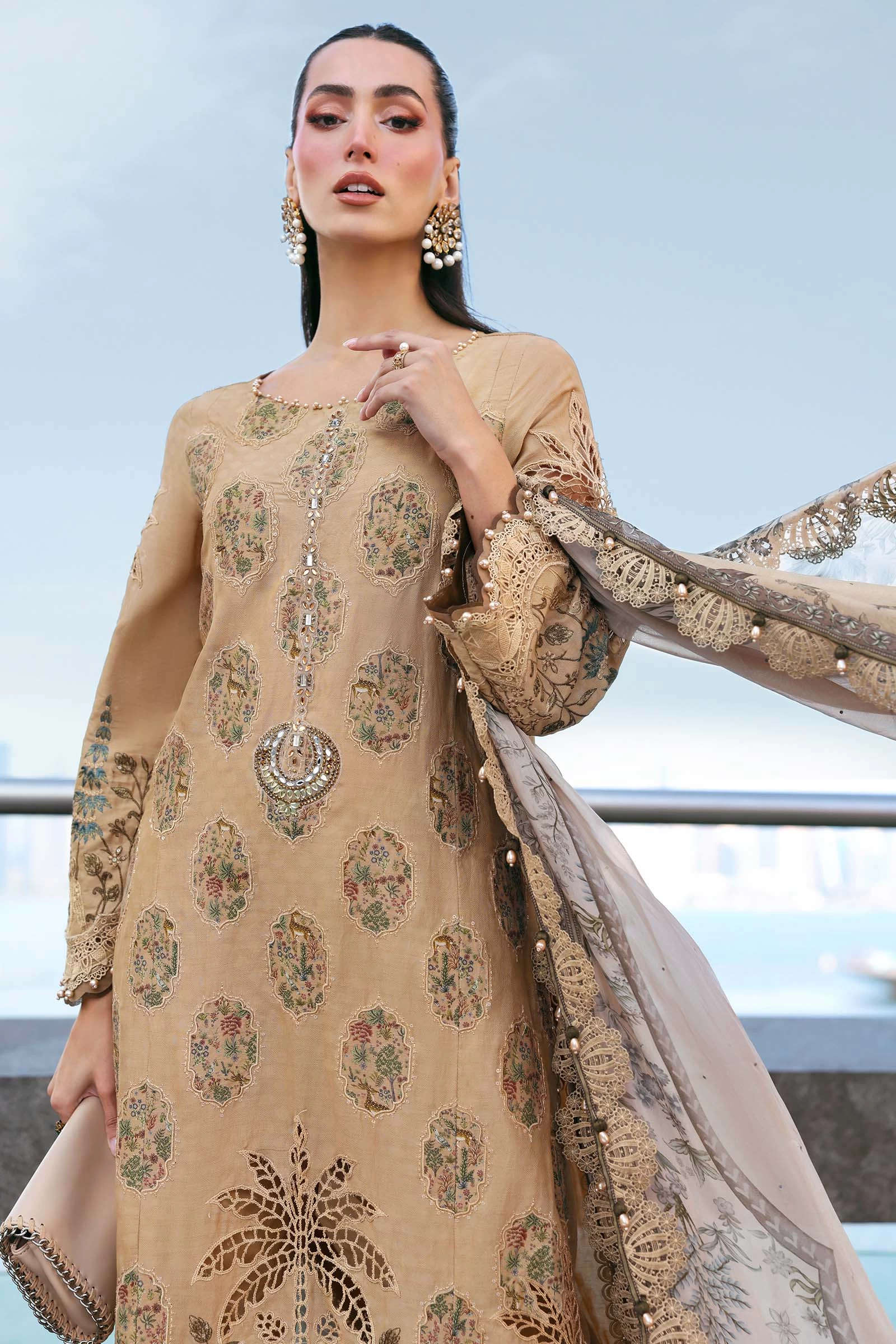 3 Piece Embroidered Jacquard Lawn Suit - D-2605-A-Default