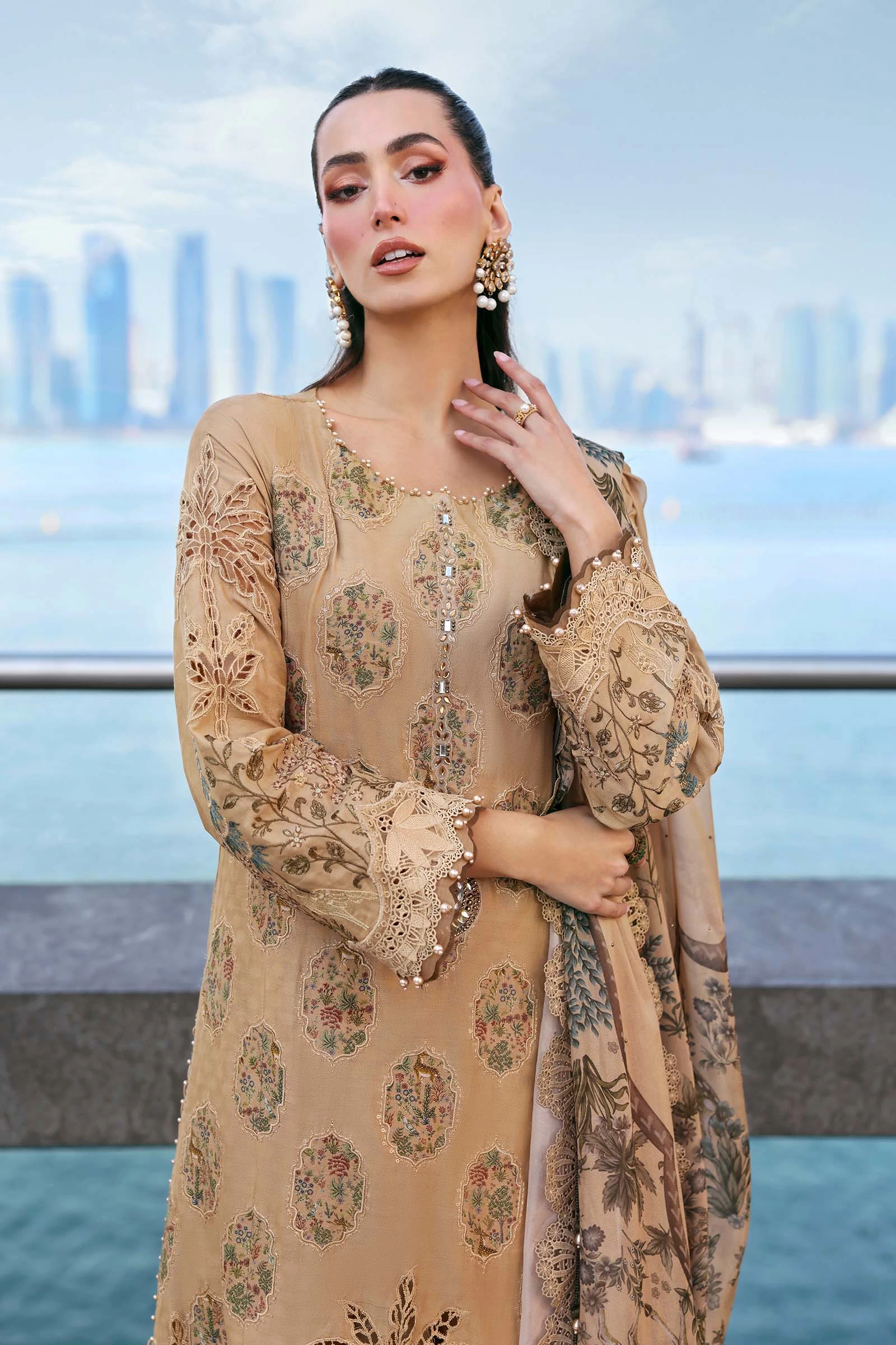 3 Piece Embroidered Jacquard Lawn Suit - D-2605-A-Default