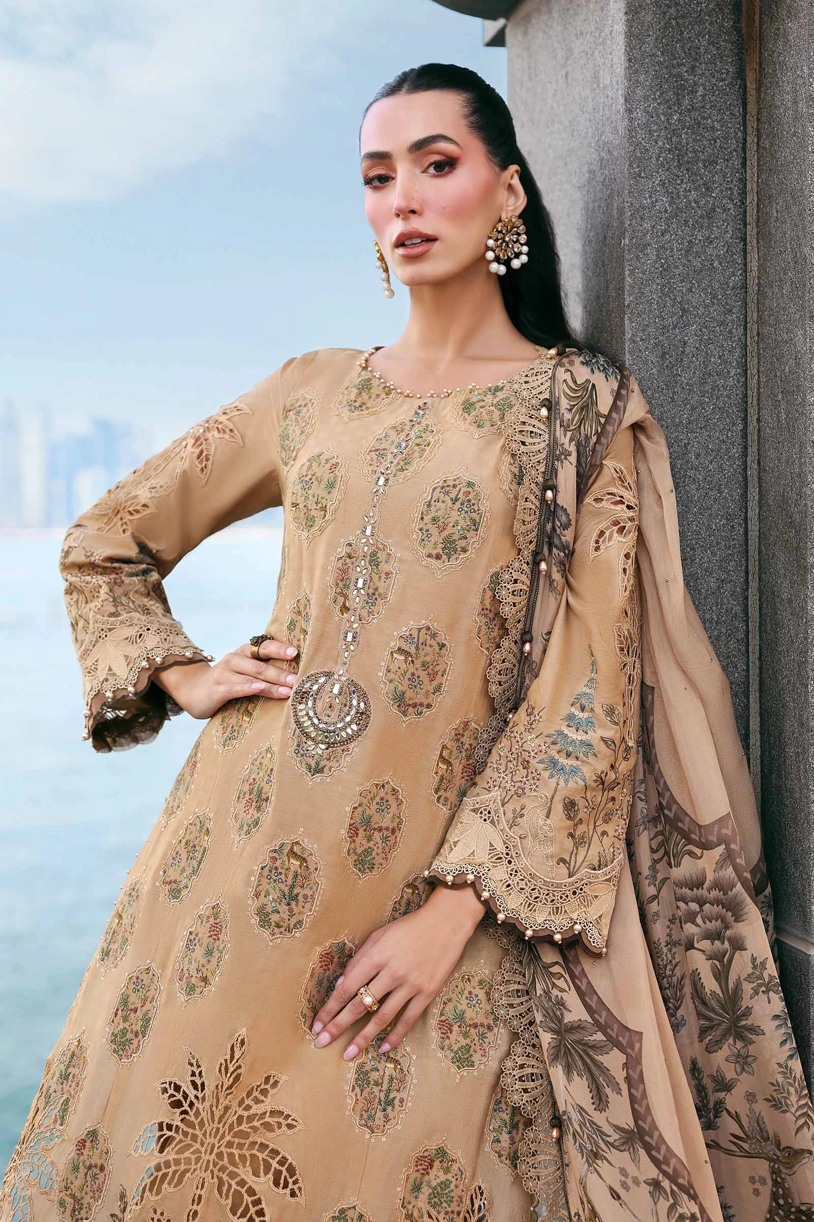 3 Piece Embroidered Jacquard Lawn Suit - D-2605-A-Default