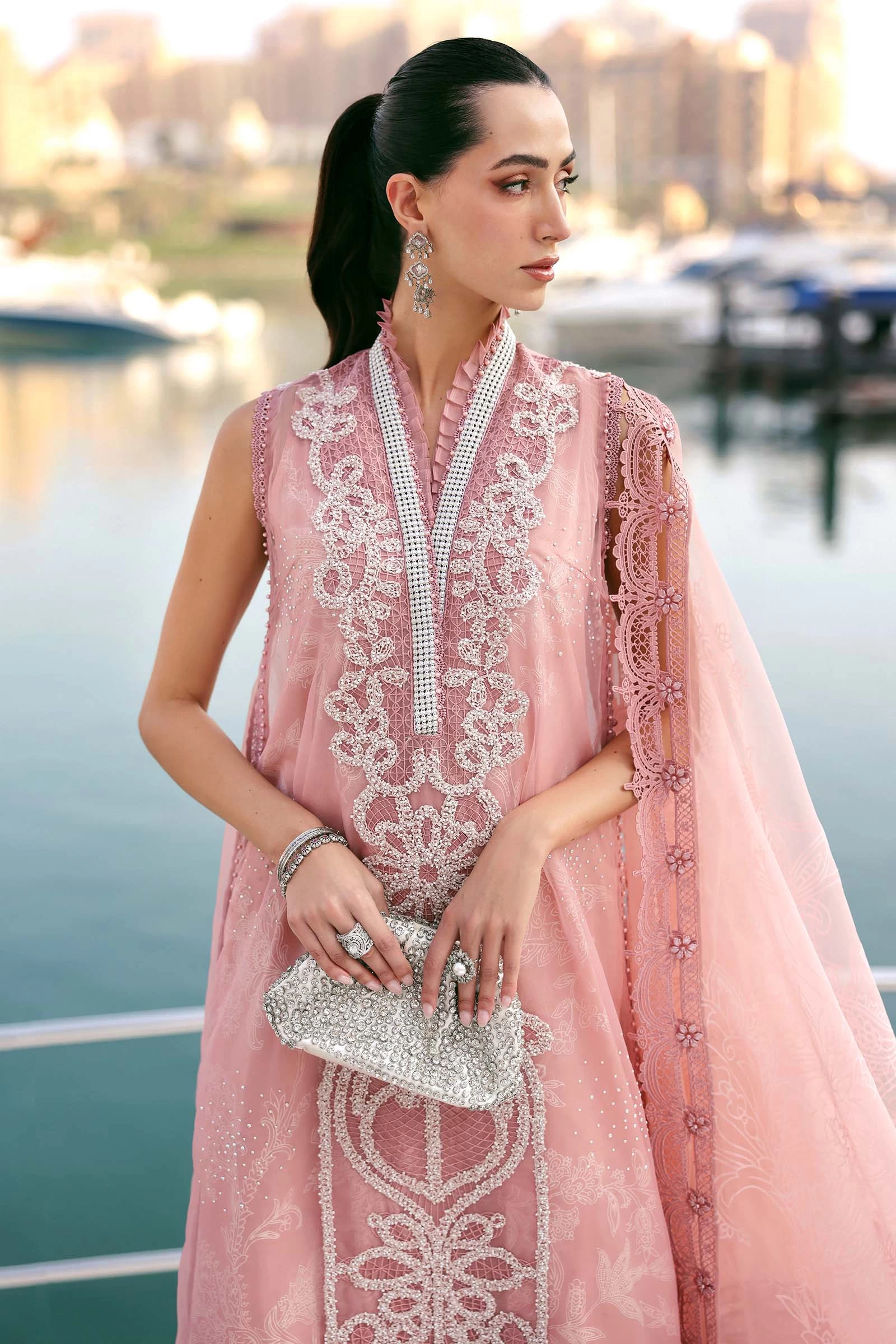 3 Piece Embroidered Organza Suit - D-2604-B-Default