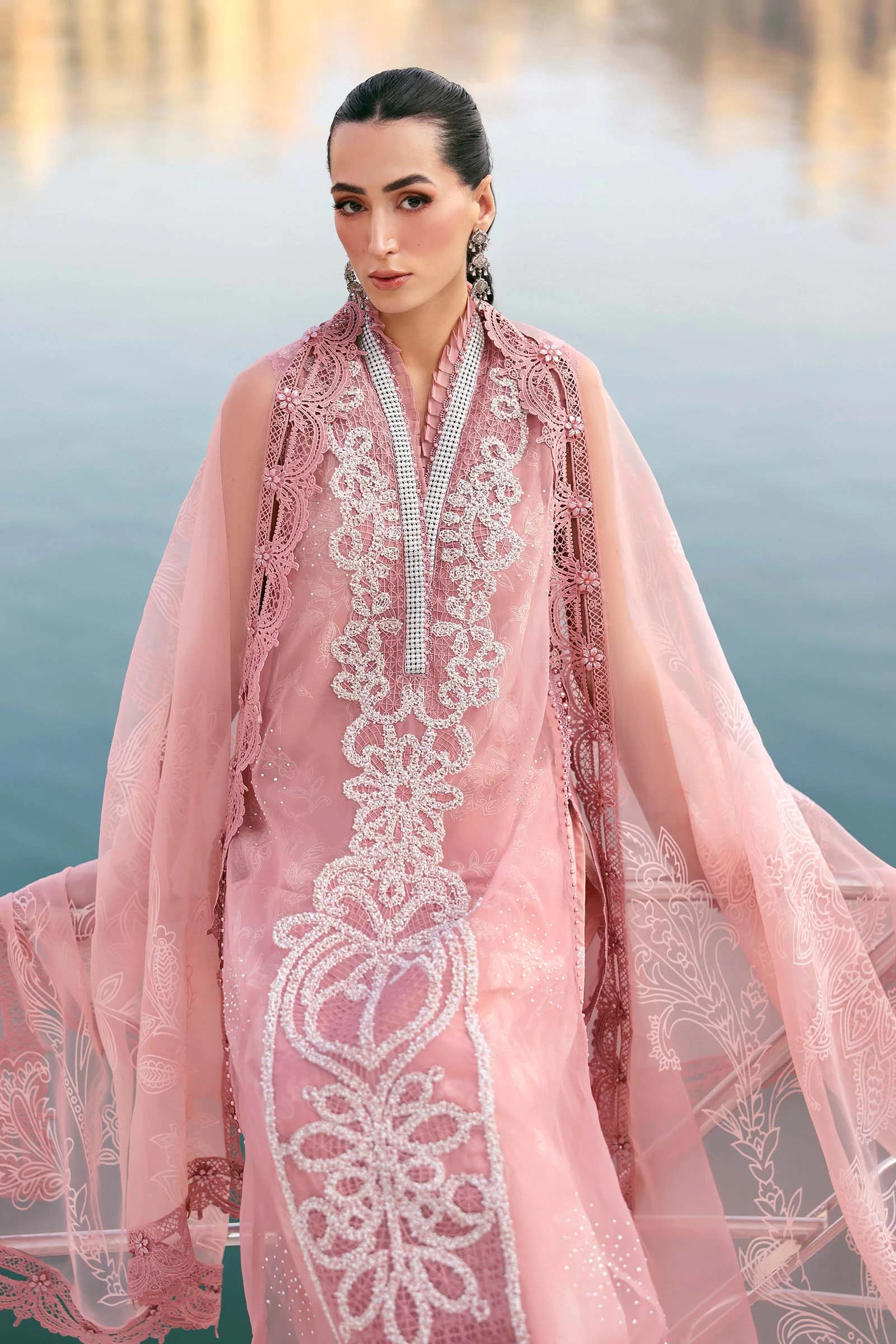 3 Piece Embroidered Organza Suit - D-2604-B-Default