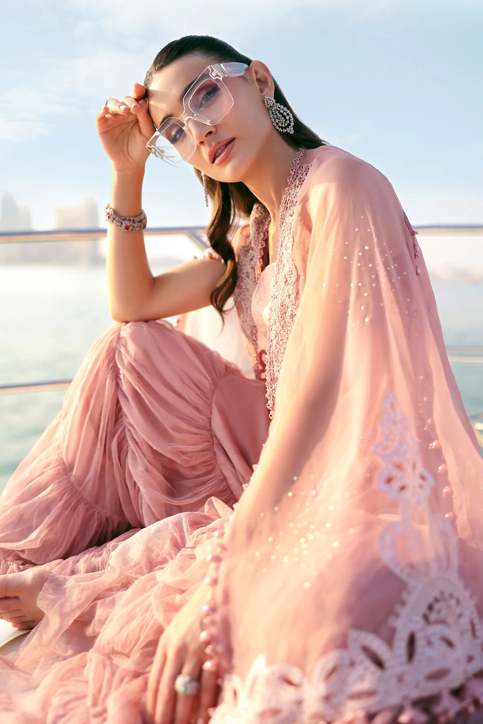 3 Piece Embroidered Organza Suit - D-2604-B-Default