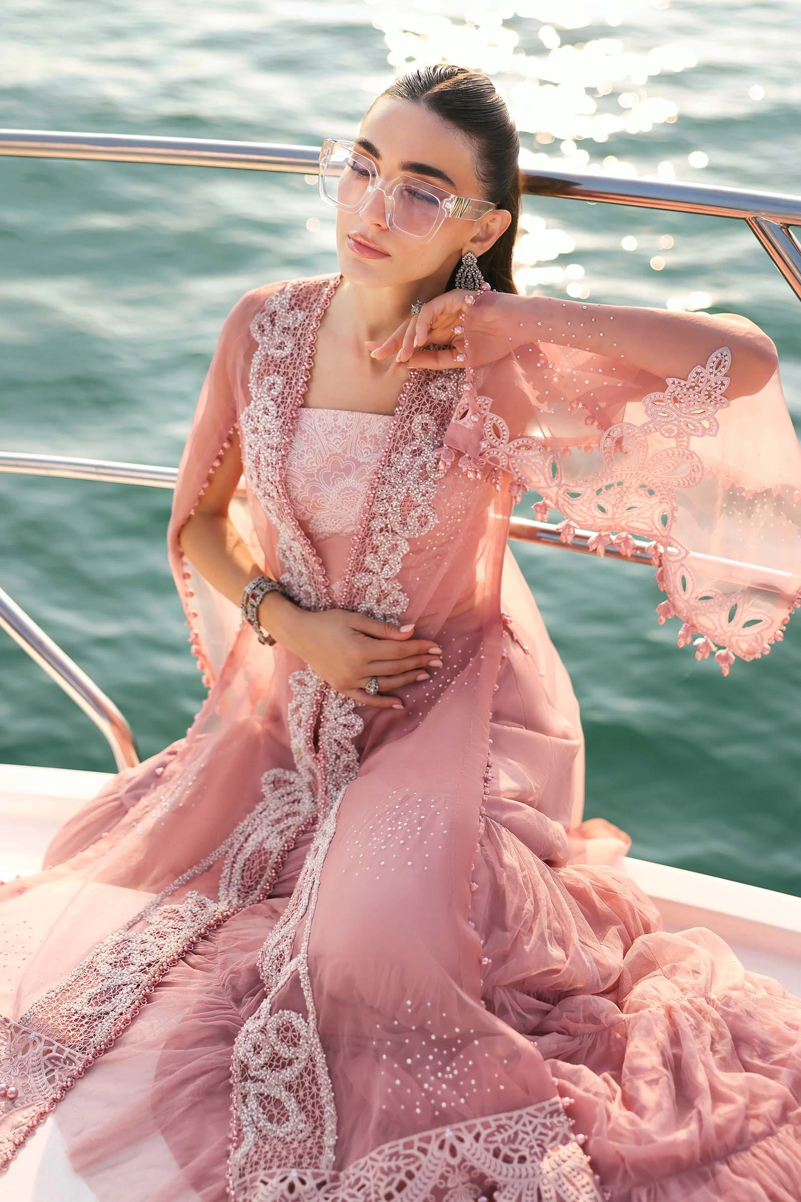 3 Piece Embroidered Organza Suit - D-2604-B-Default