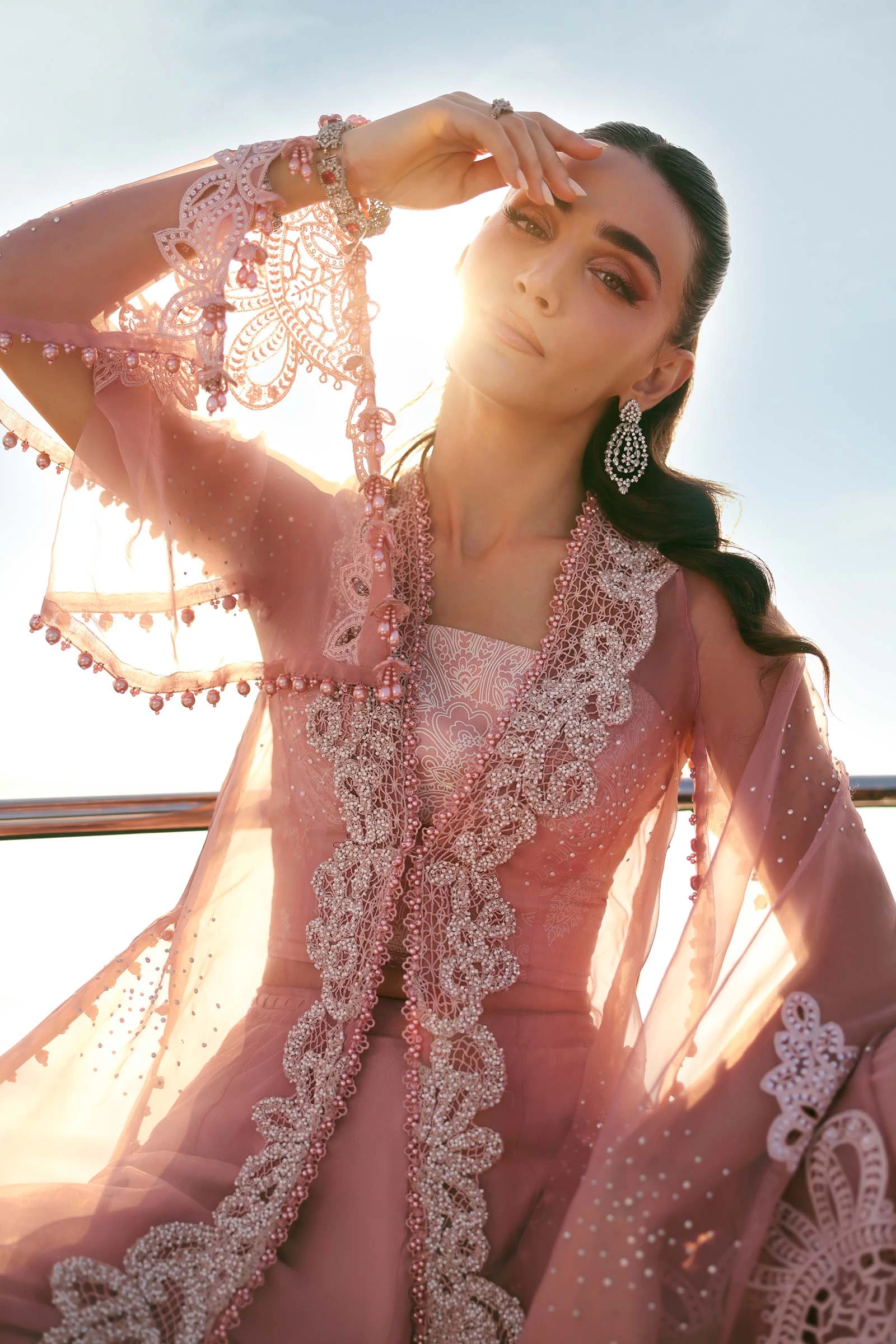 3 Piece Embroidered Organza Suit - D-2604-B-Default