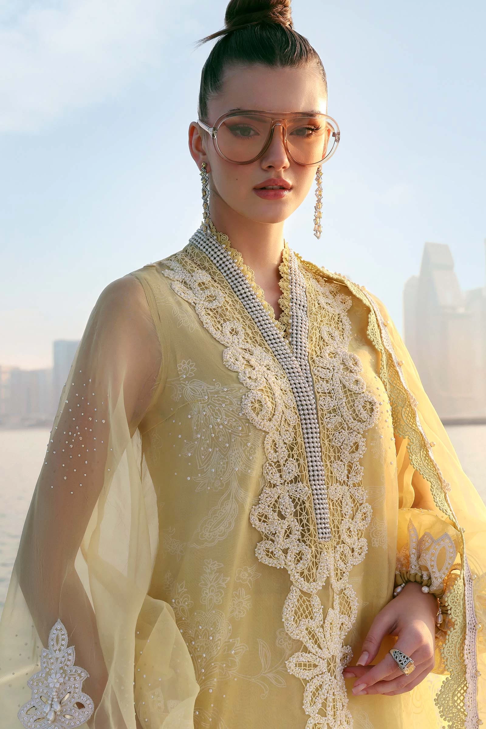 3 Piece Embroidered Organza Suit - D-2604-A-Default
