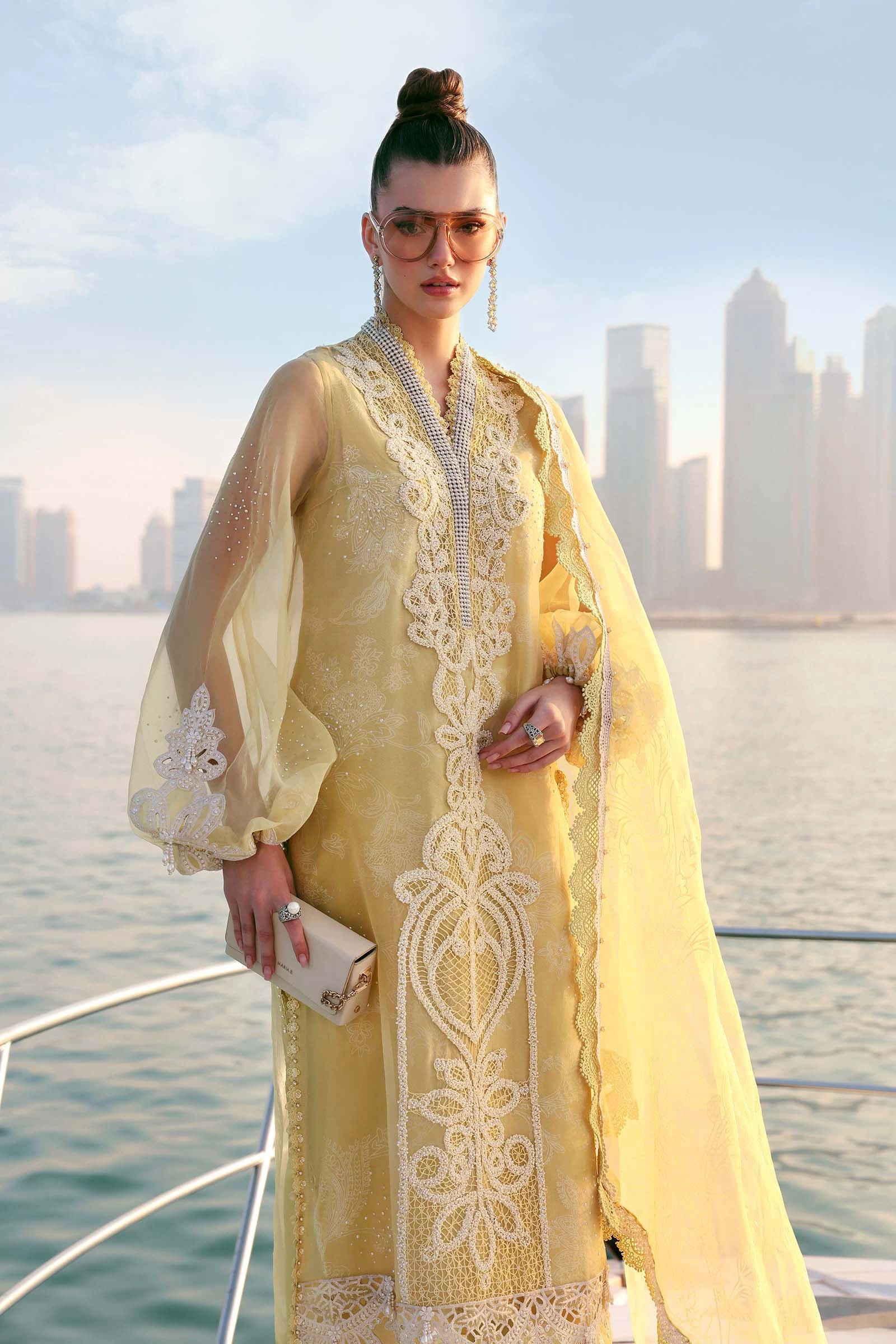 3 Piece Embroidered Organza Suit - D-2604-A-Default