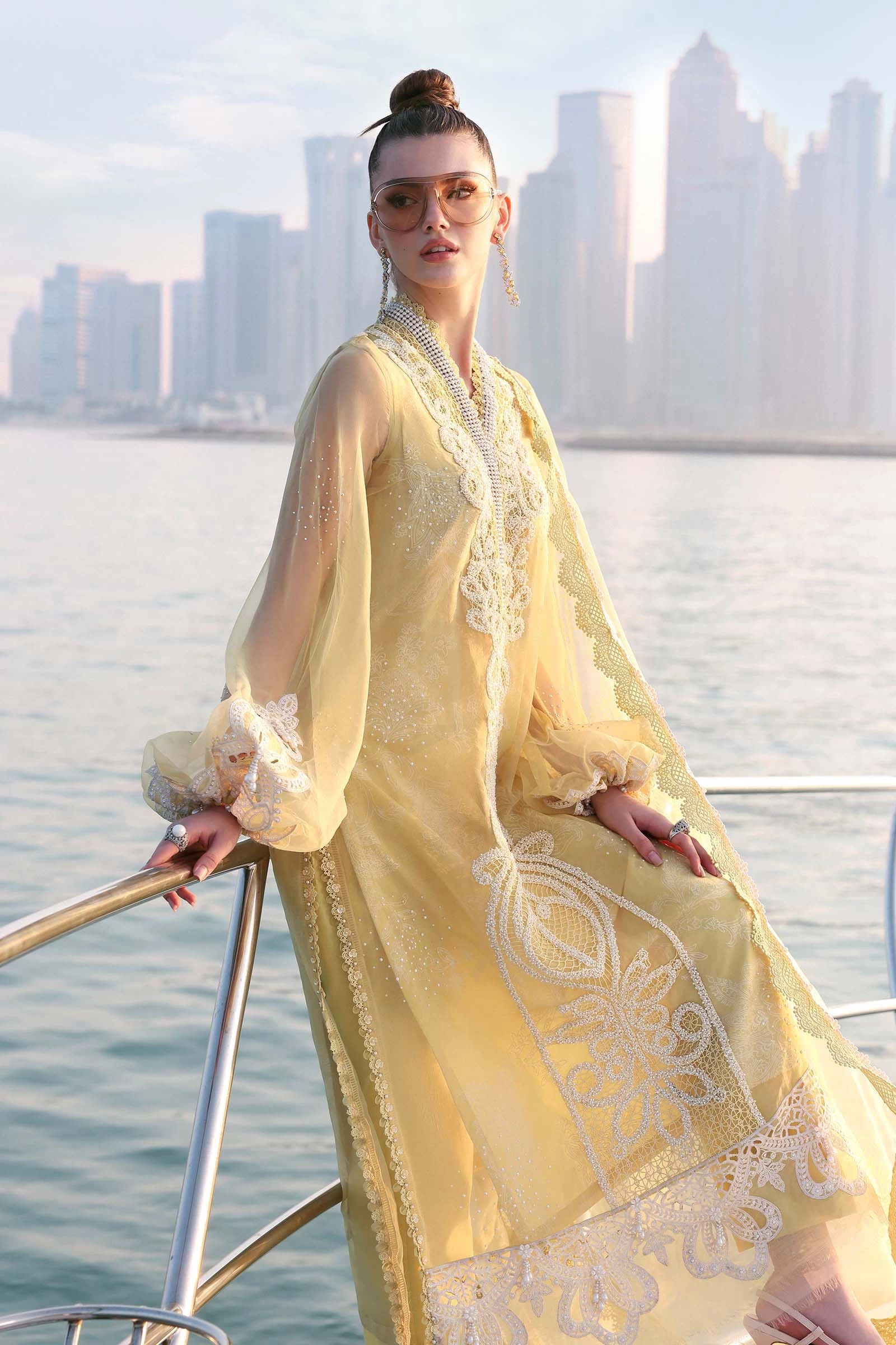3 Piece Embroidered Organza Suit - D-2604-A-Default