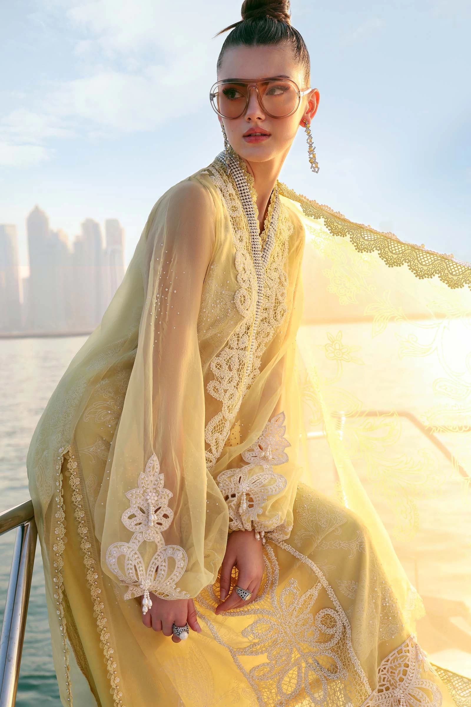 3 Piece Embroidered Organza Suit - D-2604-A-Default