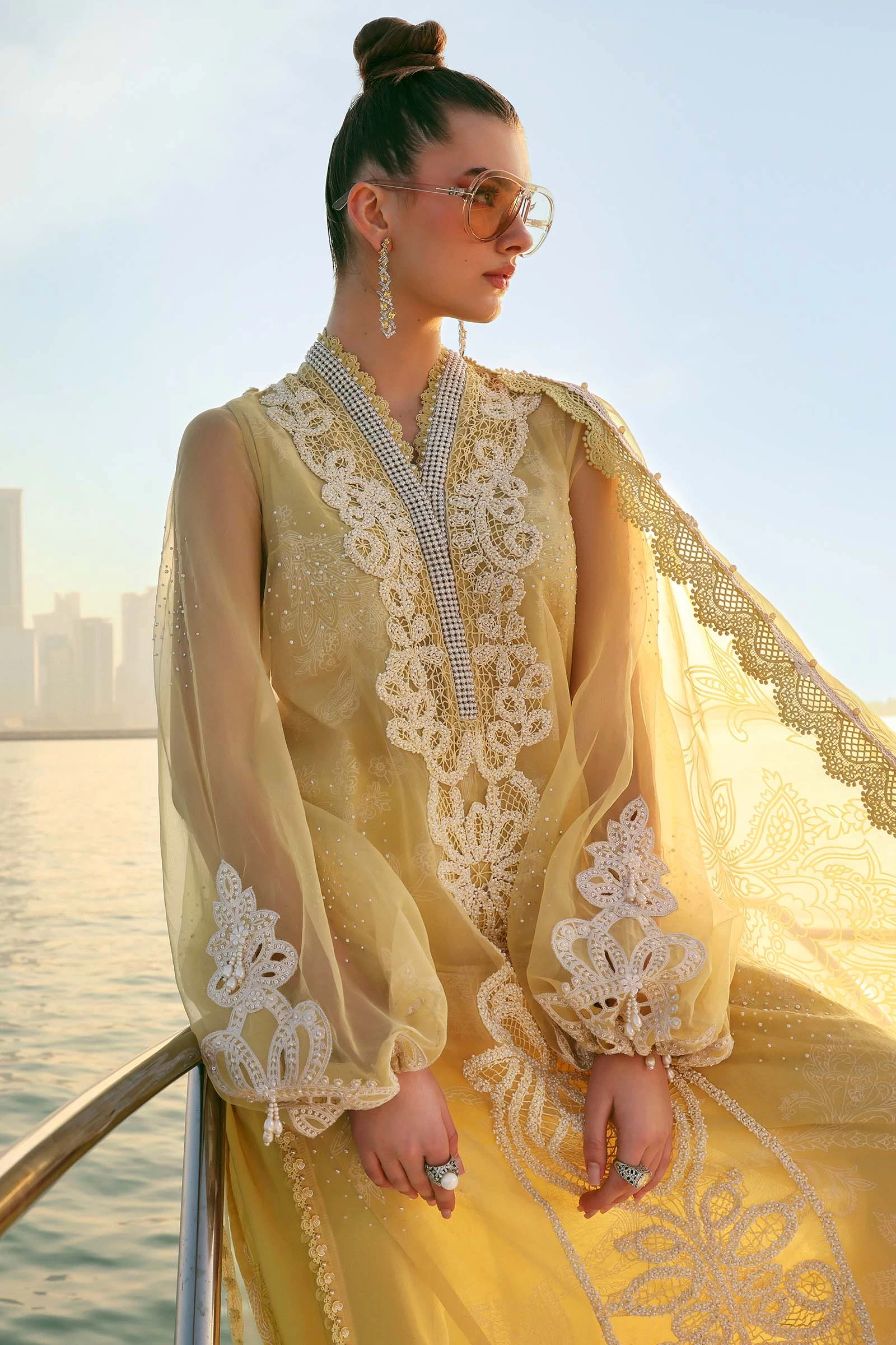 3 Piece Embroidered Organza Suit - D-2604-A-Default