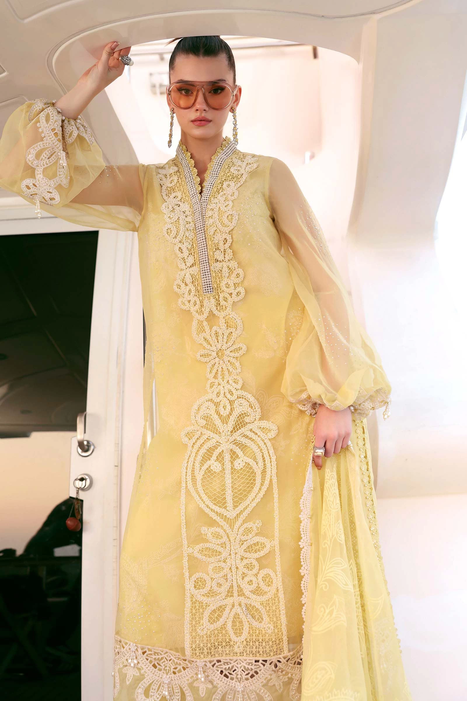 3 Piece Embroidered Organza Suit - D-2604-A-Default