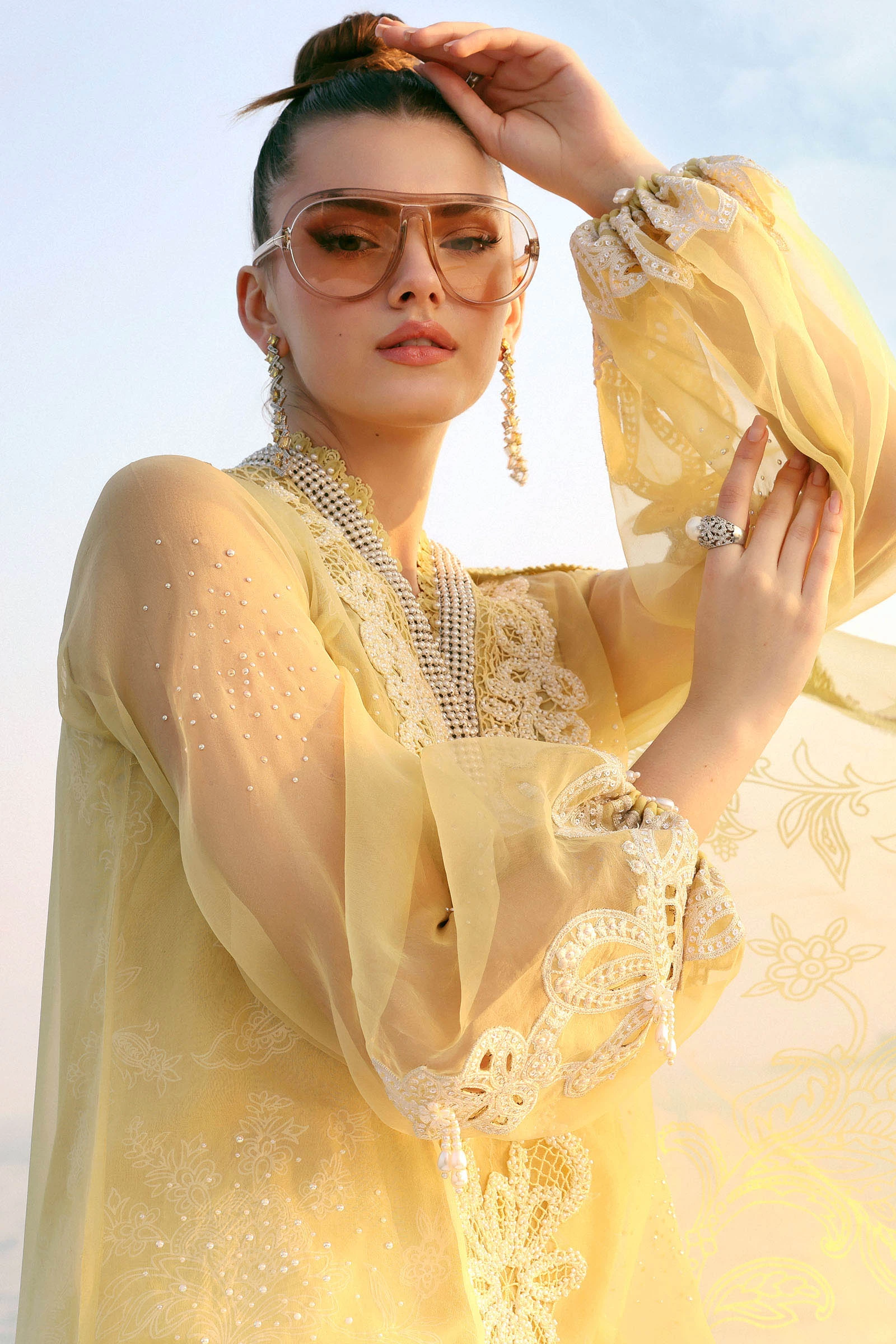 3 Piece Embroidered Organza Suit - D-2604-A-Default