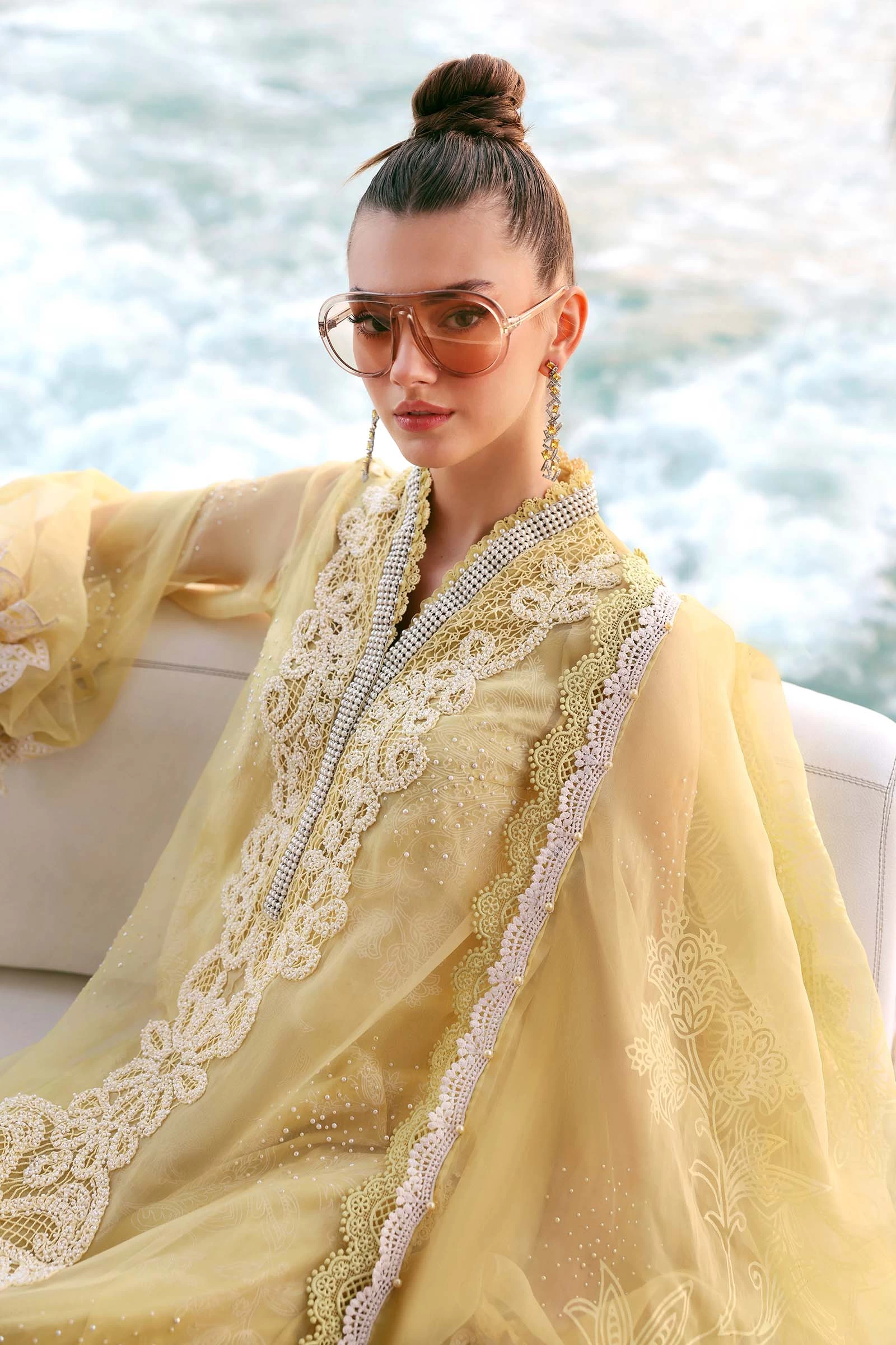 3 Piece Embroidered Organza Suit - D-2604-A-Default