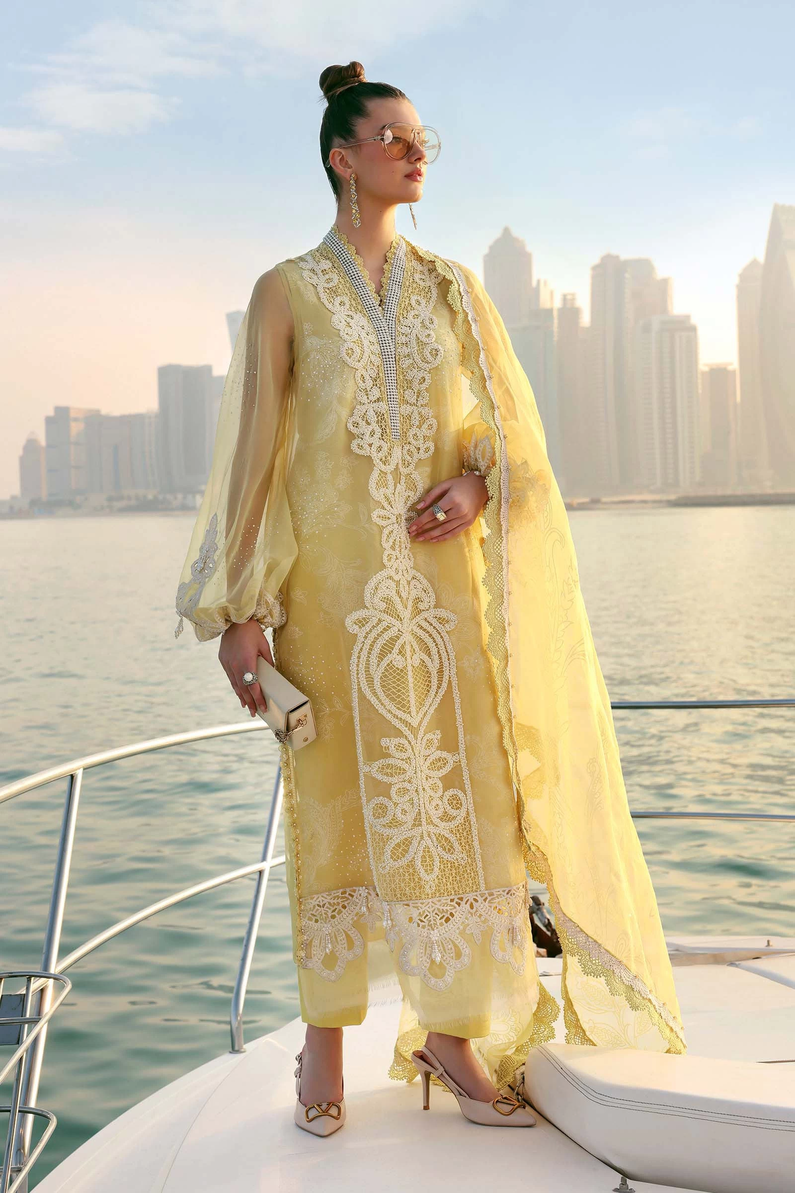3 Piece Embroidered Organza Suit - D-2604-A-Default