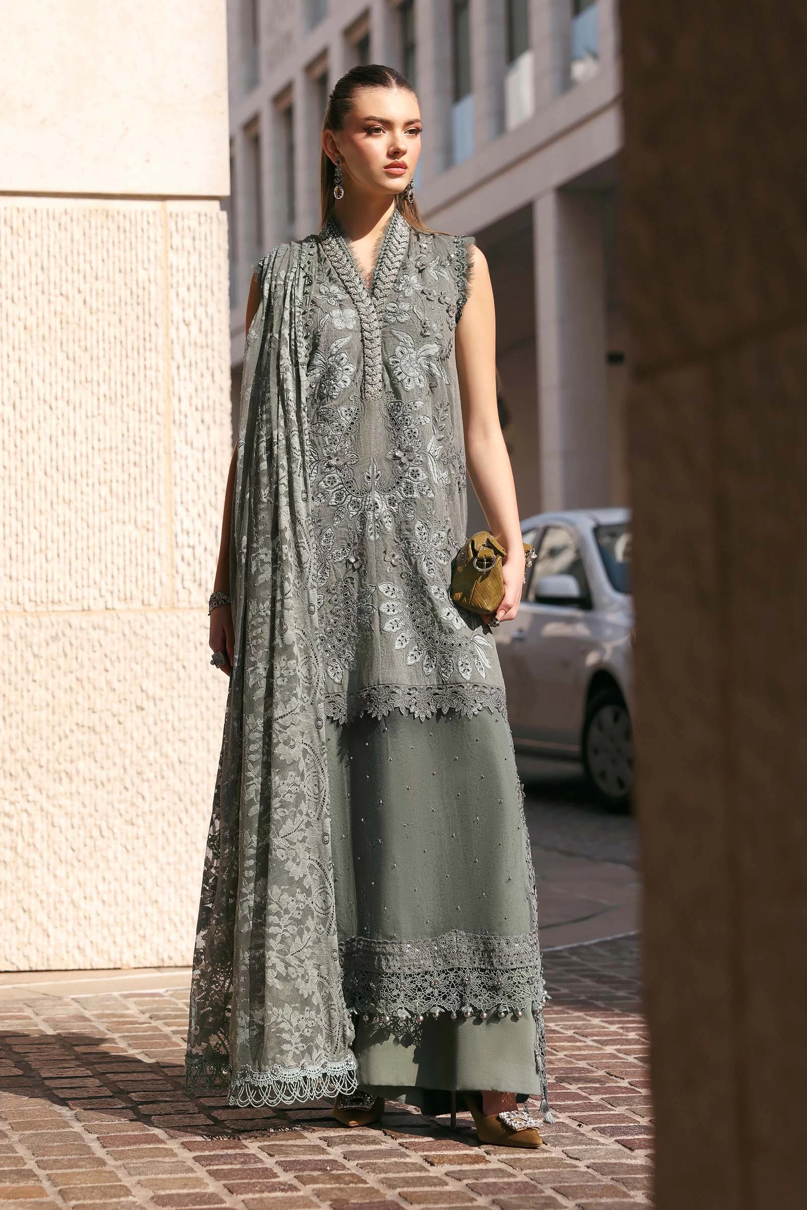 3 Piece Embroidered Lawn Karandi Suit - D-2603-B-Default