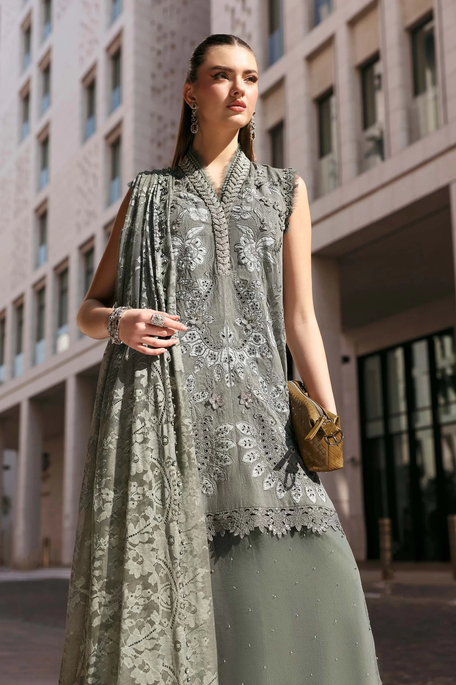3 Piece Embroidered Lawn Karandi Suit - D-2603-B-Default