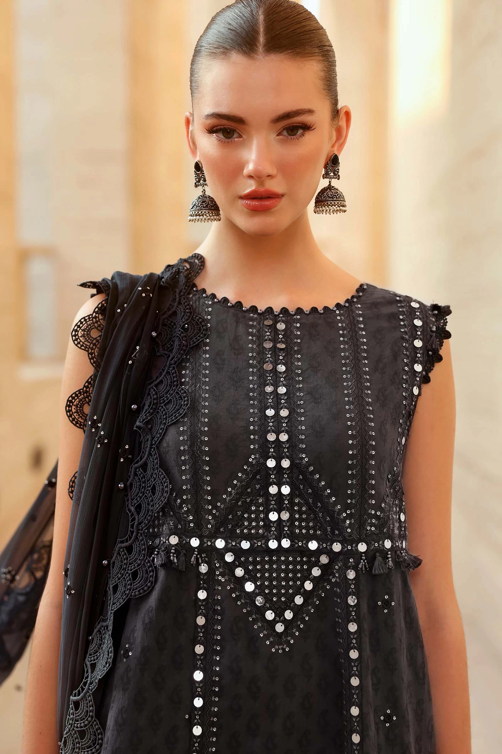 3 Piece Embroidered Jacquard Lawn Suit - D-2602-B-Default