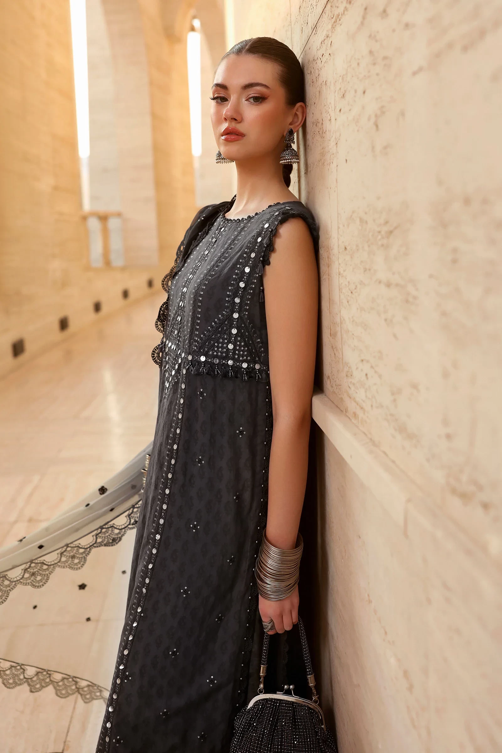 3 Piece Embroidered Jacquard Lawn Suit - D-2602-B-Default