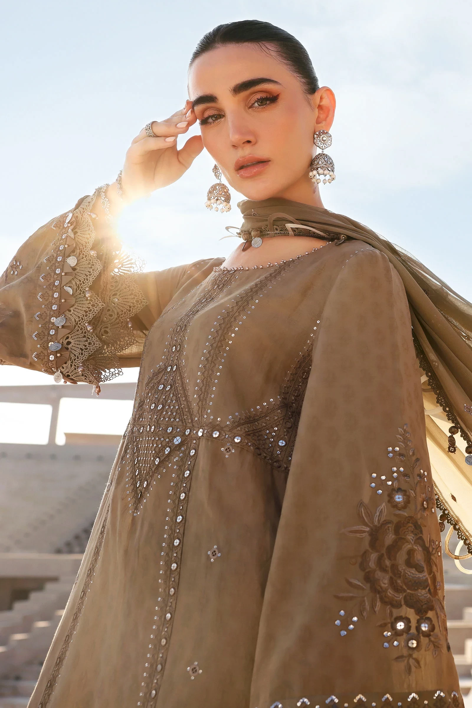 3 Piece Embroidered Jacquard Lawn Suit - D-2602-A-Default